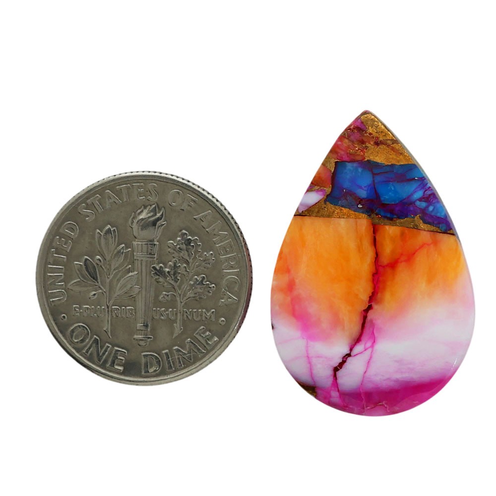 Natural Kingman Orange Dahlia Turquoise 17×25.25×4.3 mm Pear Gemstone LS78-06925