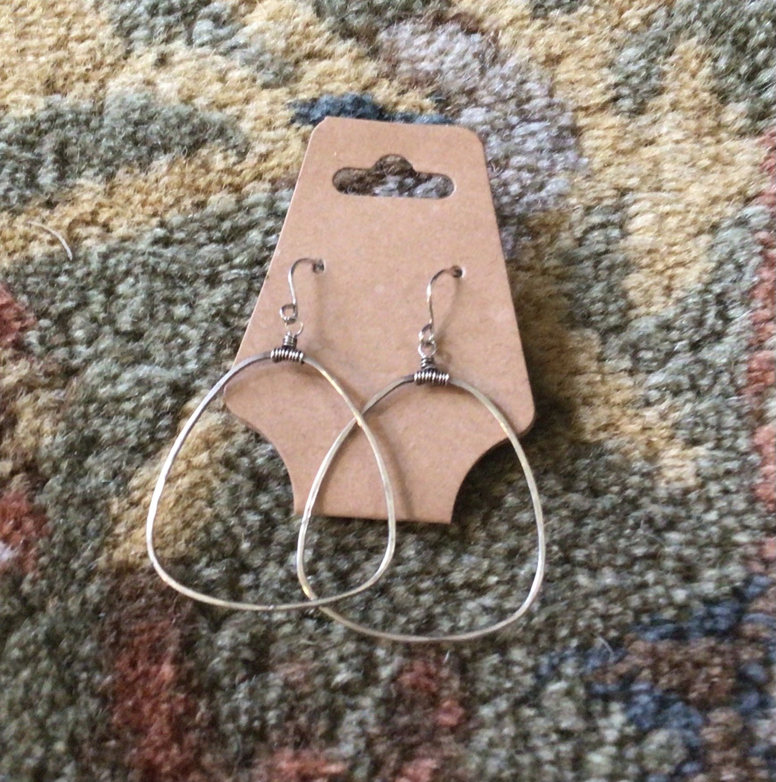 925 Sterling Silver Wire Wrapped artisan Teardrop Hoop Earrings Dangle Drop