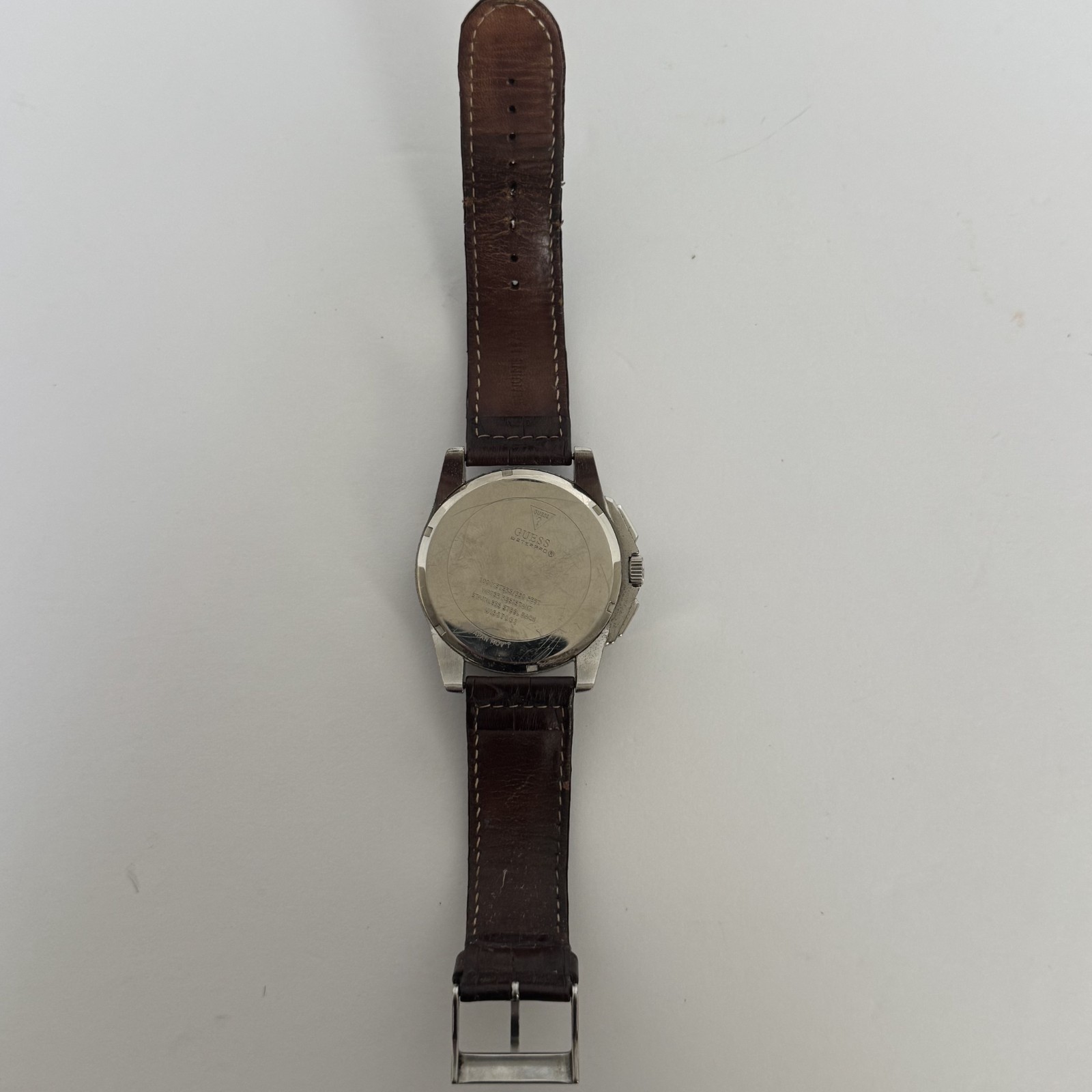 Guess Waterpro Mens Chronograph Watch U13570G2 with leather band (New Battery)