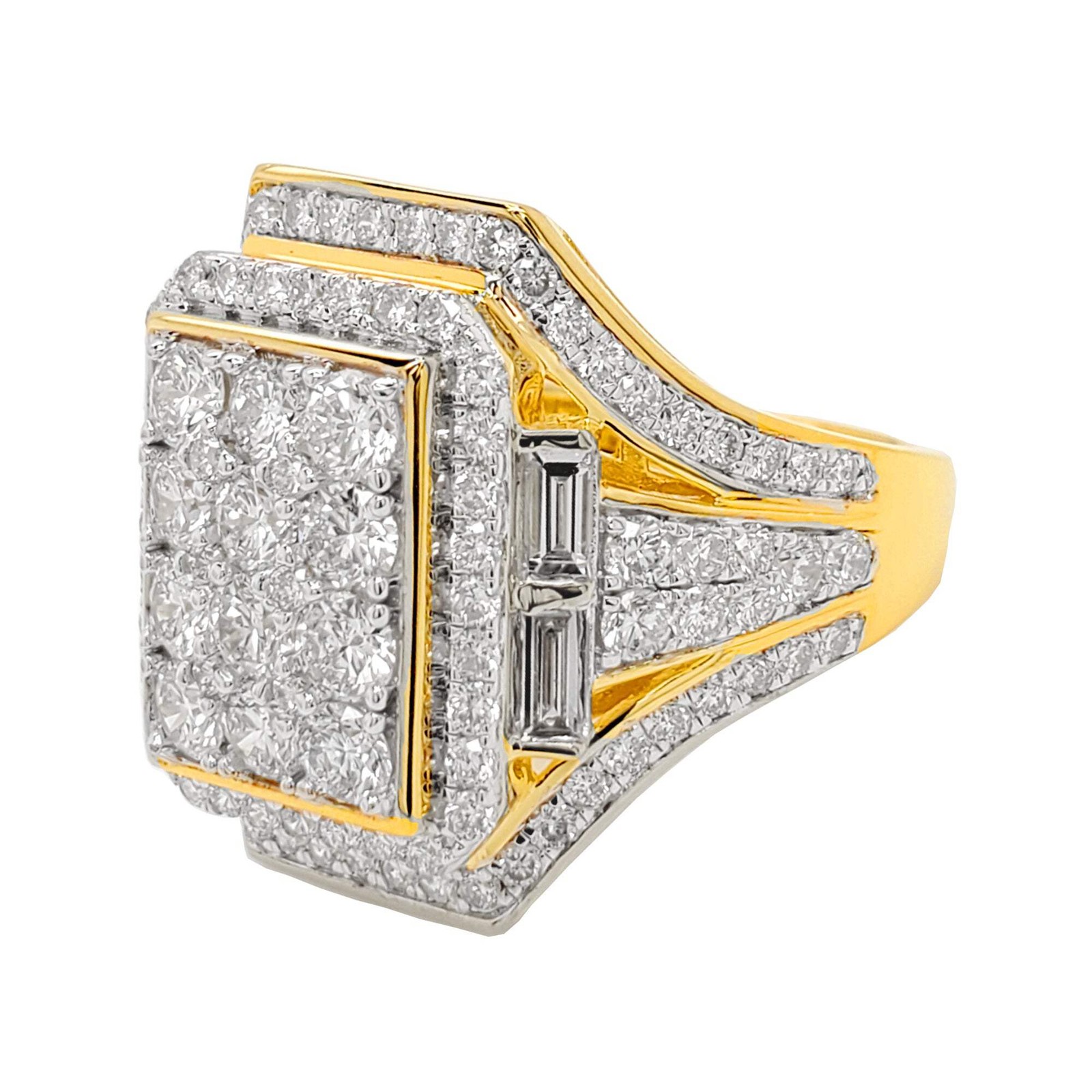3.25 CARAT LAB GROWN DIAMONDS STERLING SILVER GOLD PLATED ENGAGEMENT WEDDING RIN