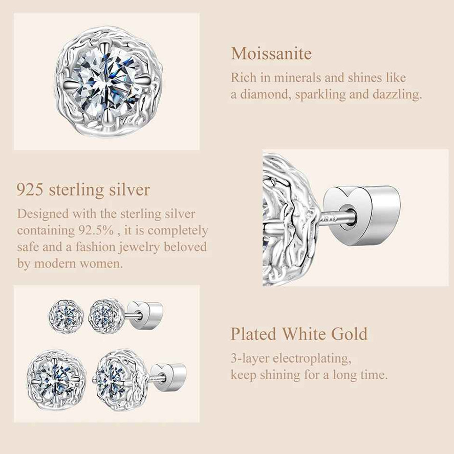A House Of Jewelry D VVS1 Moissanite Crystal Sugar Stud Earrings 925 Silver GRA
