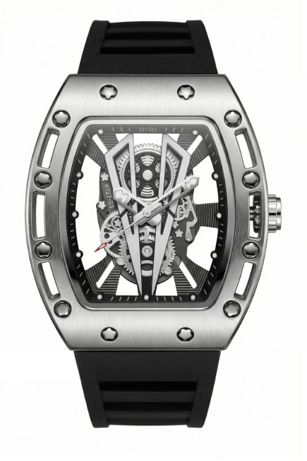 BiBi Luxury Watch Model B0312 Skeleton Alloy Dial & Silicone Strap NIB See Thru