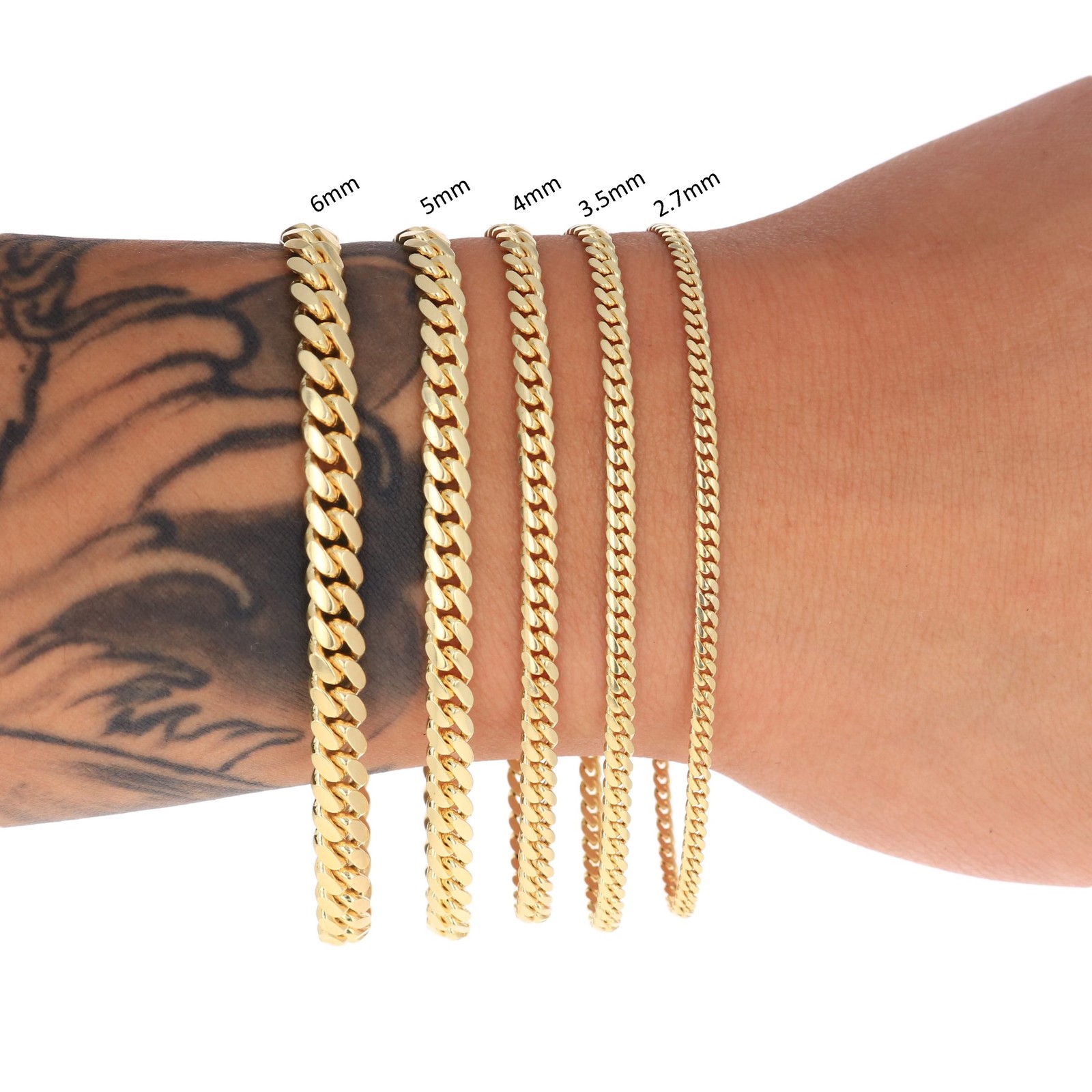 10K Yellow Gold Solid 2.7mm-10mm Miami Cuban Link Chain Necklace Bracelet 7″-30″
