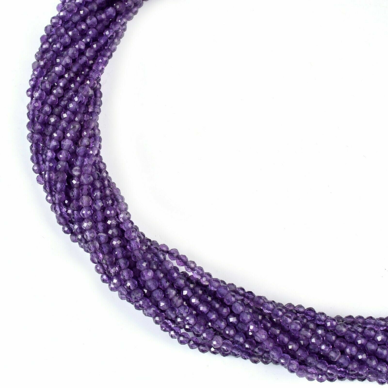 Amethyst Rondelle Faceted 2mm, Natural Amethyst Loose Beads 12″inch 5 Strand