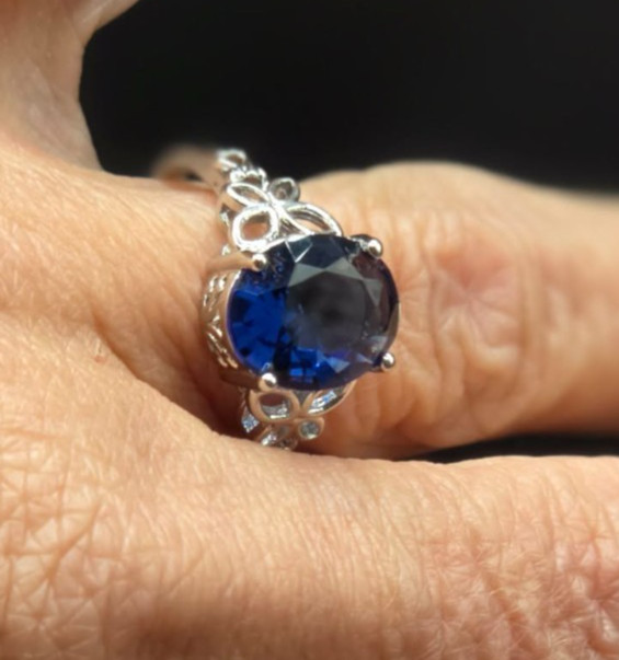 925 Sterling Silver 2.5 to 3.0 Carat Oval Blue Sapphire CZ Cocktail Ring New