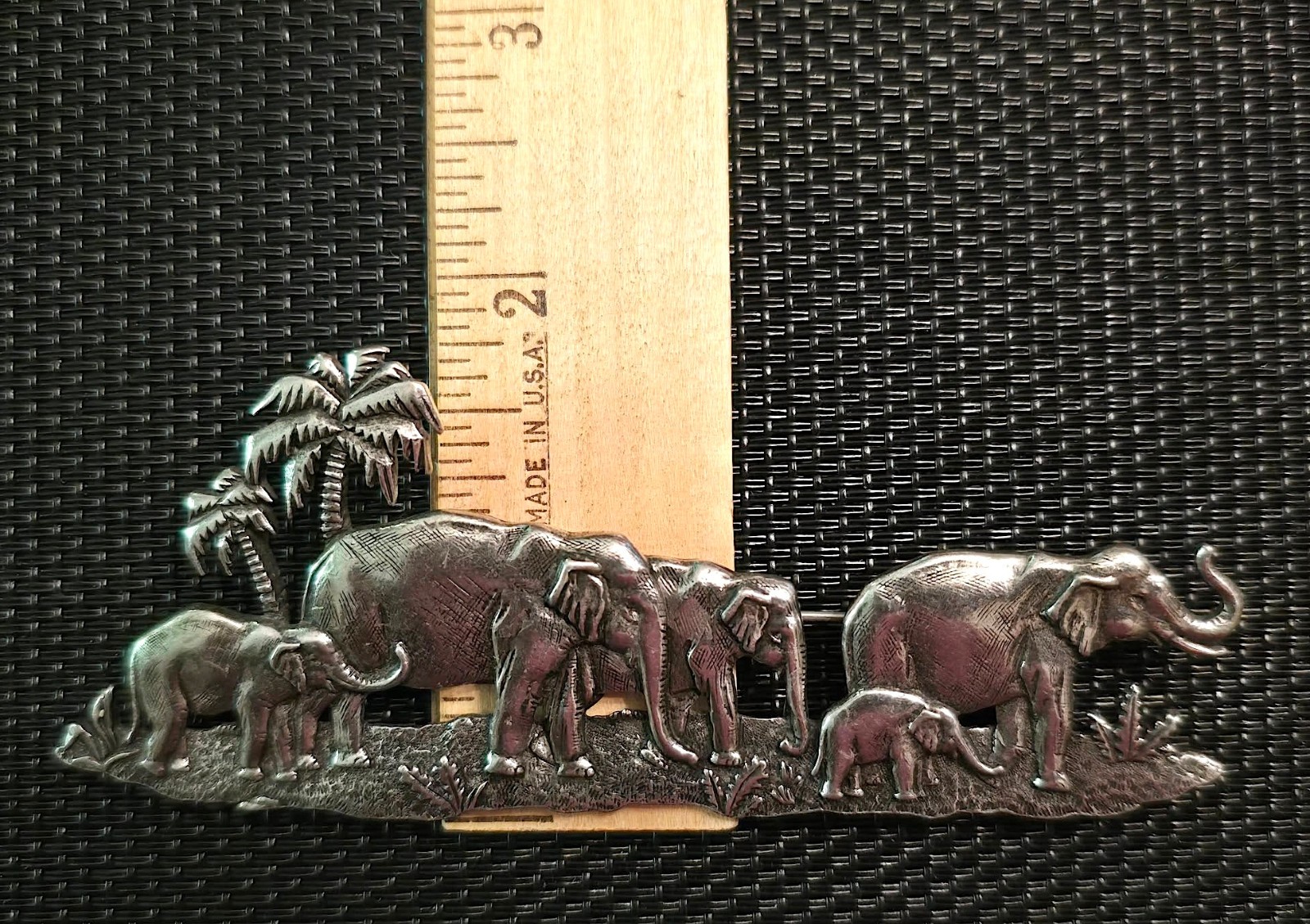 JJ Jonette ELEPHANT FAMILY WALK Pins Brooches – Silvertone & Bronze – Set of TWO