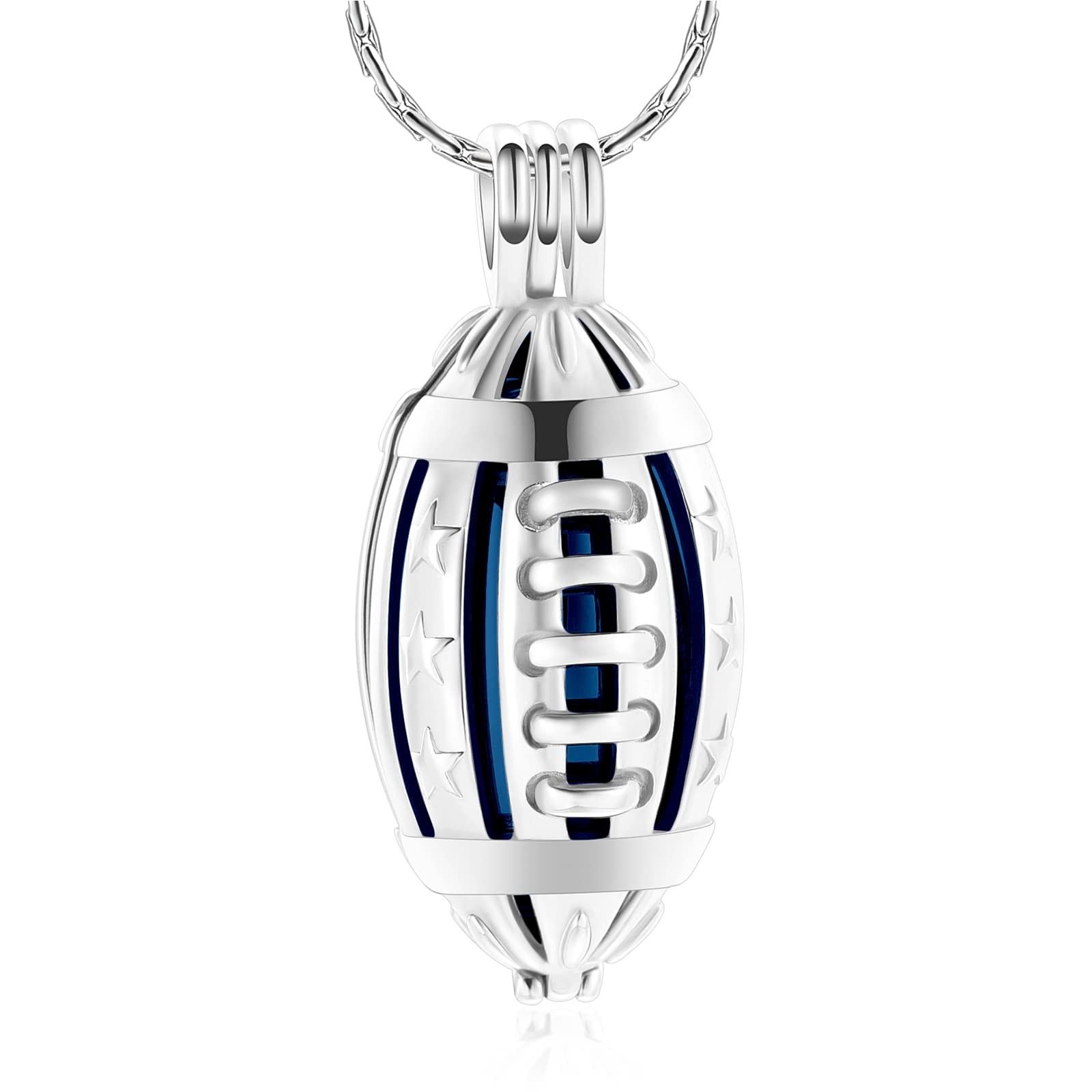 Football Cremation Jewelry for Ashes Memorial Urn Necklace Stainless Steel So…