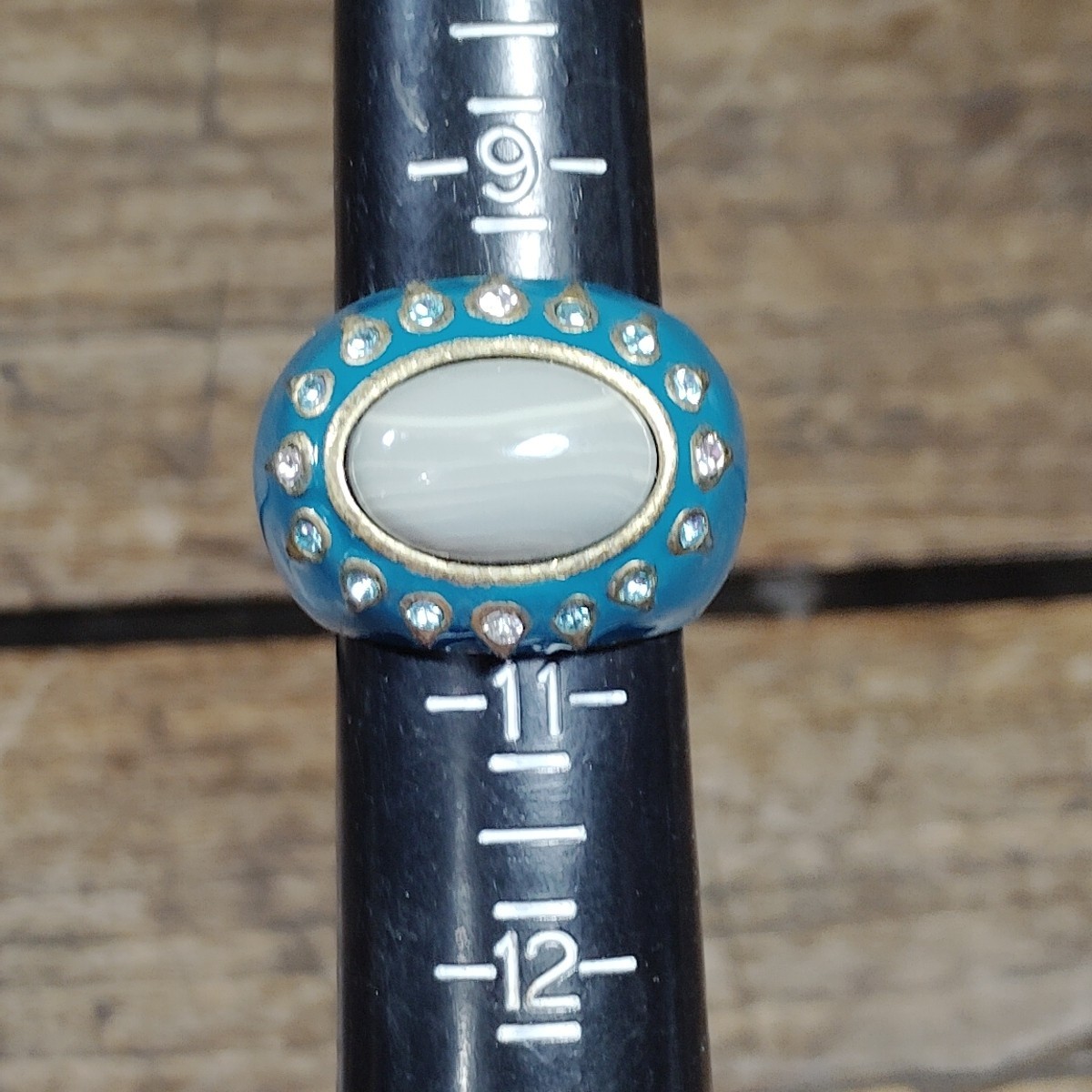 Lia Sophia Ring Taj Mahal Blue Cocktail Large Statement Sz 10 Jewelry Signed VTG