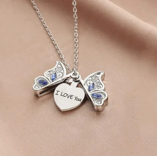 Womens Modern Style Butterfly ” I Love You ” Charm Pendant Necklace Jewelry