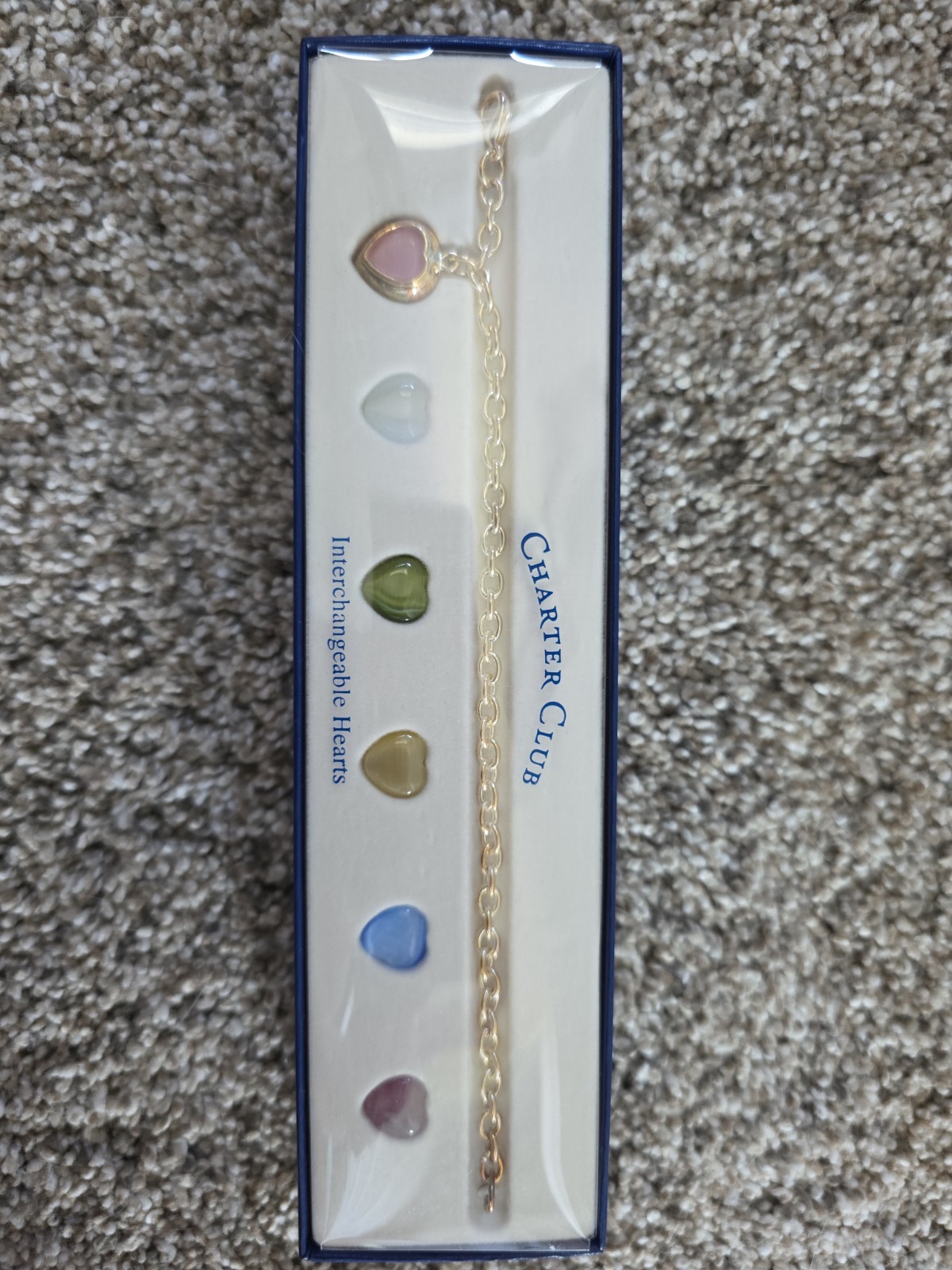 Charter Club Interchangeable Bracelet in Silver Tone with six Heart Charms