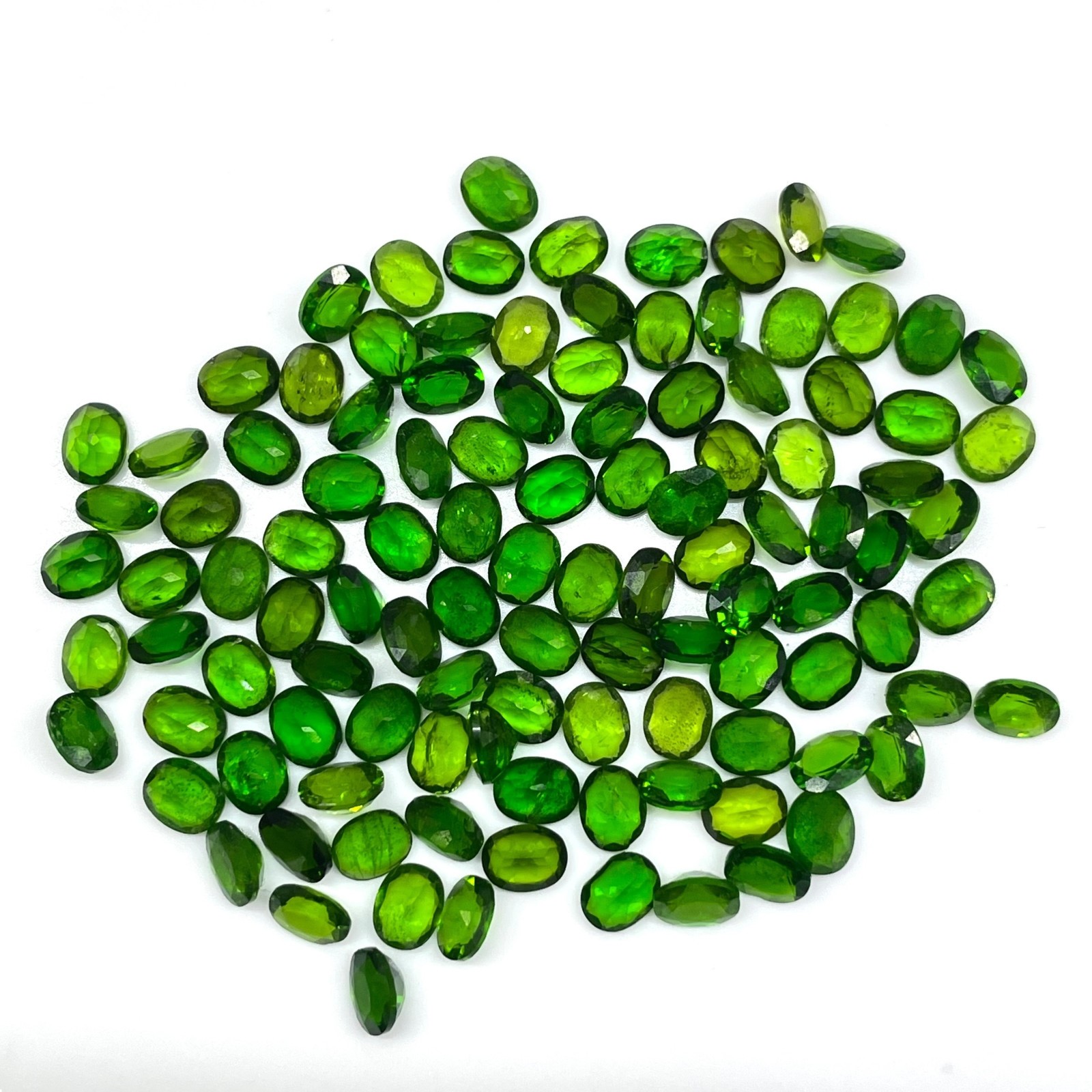 25 Pcs Natural Chrome Diopside 5x4mm Oval Cut Vivid Green Loose Gemstones Lot