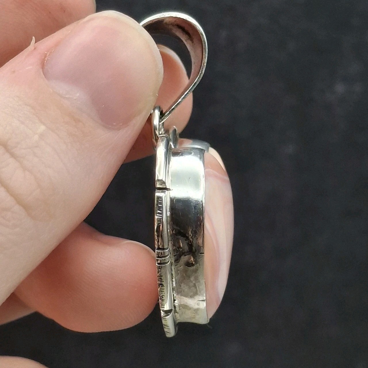 Samson Edsitty Pink Conch Heart Pendant Sterling Silver Navajo Native American
