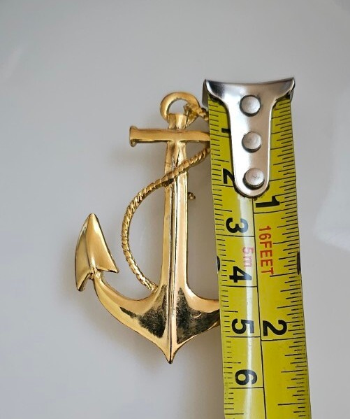 2- Anchors Brooches. 1- Bar And Chain With Dangling Anchor/ Other Gold Tone