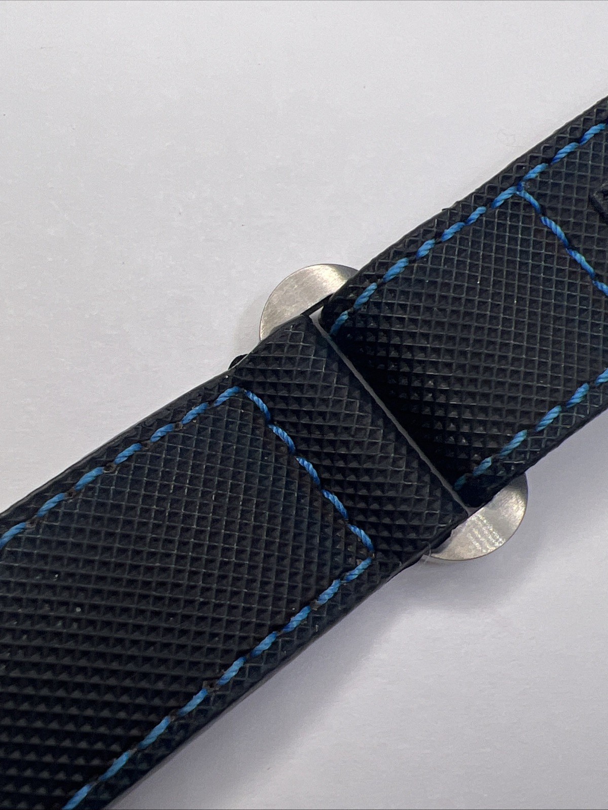 Panerai 22mm Black & Blue Nylon Rubber Diver Watch Strap Band Satin Steel Clasp