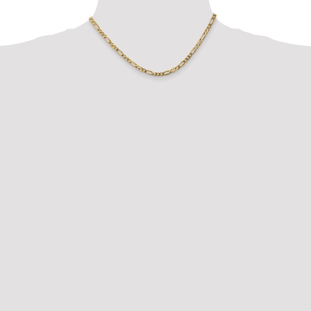 14k Yellow Gold 4mm Flat Figaro Link Chain Necklace 16 Inch ~