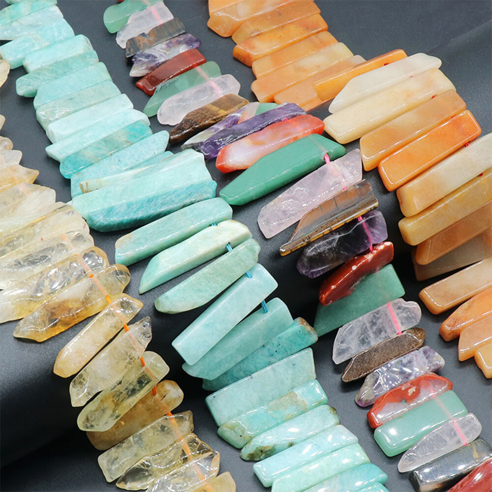 Quartz Pendant Point Beads Rough Crystal Mixed Stick Agate Slice for Jewelry DIY