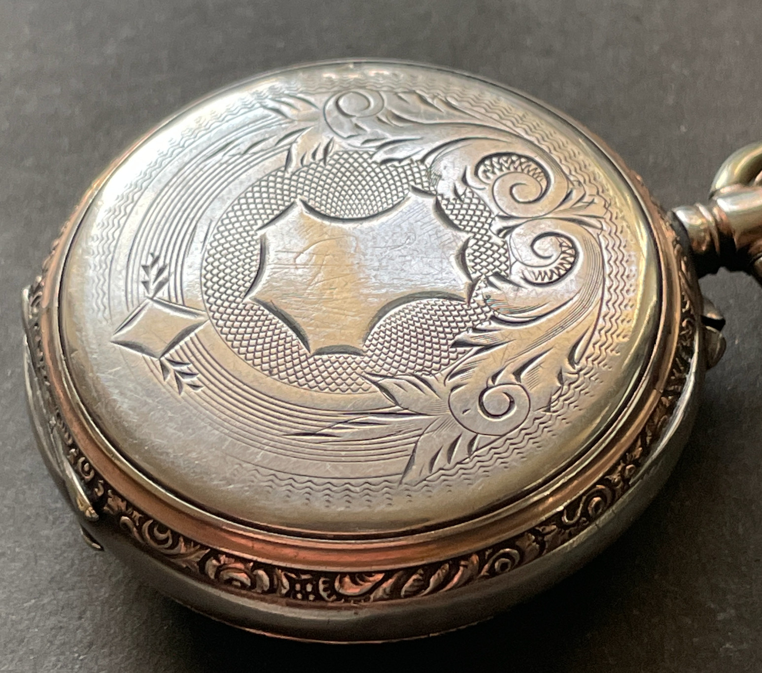 Antique Cylindre Pocket Watch Parts/Repair 45.4mm Two-Tone Case Silver 6j Swiss