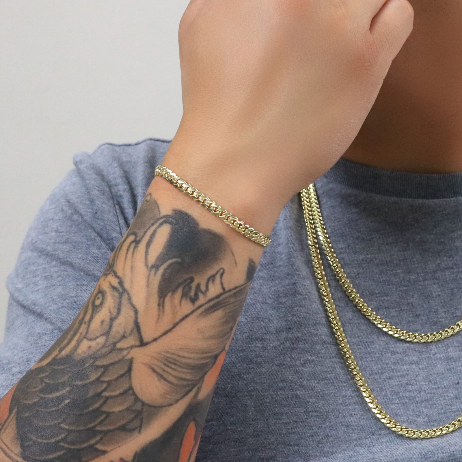 14K Yellow Gold Solid 5mm Miami Cuban Link Chain Bracelet Men 7″ 7.5″ 8″ 8.5″ 9″