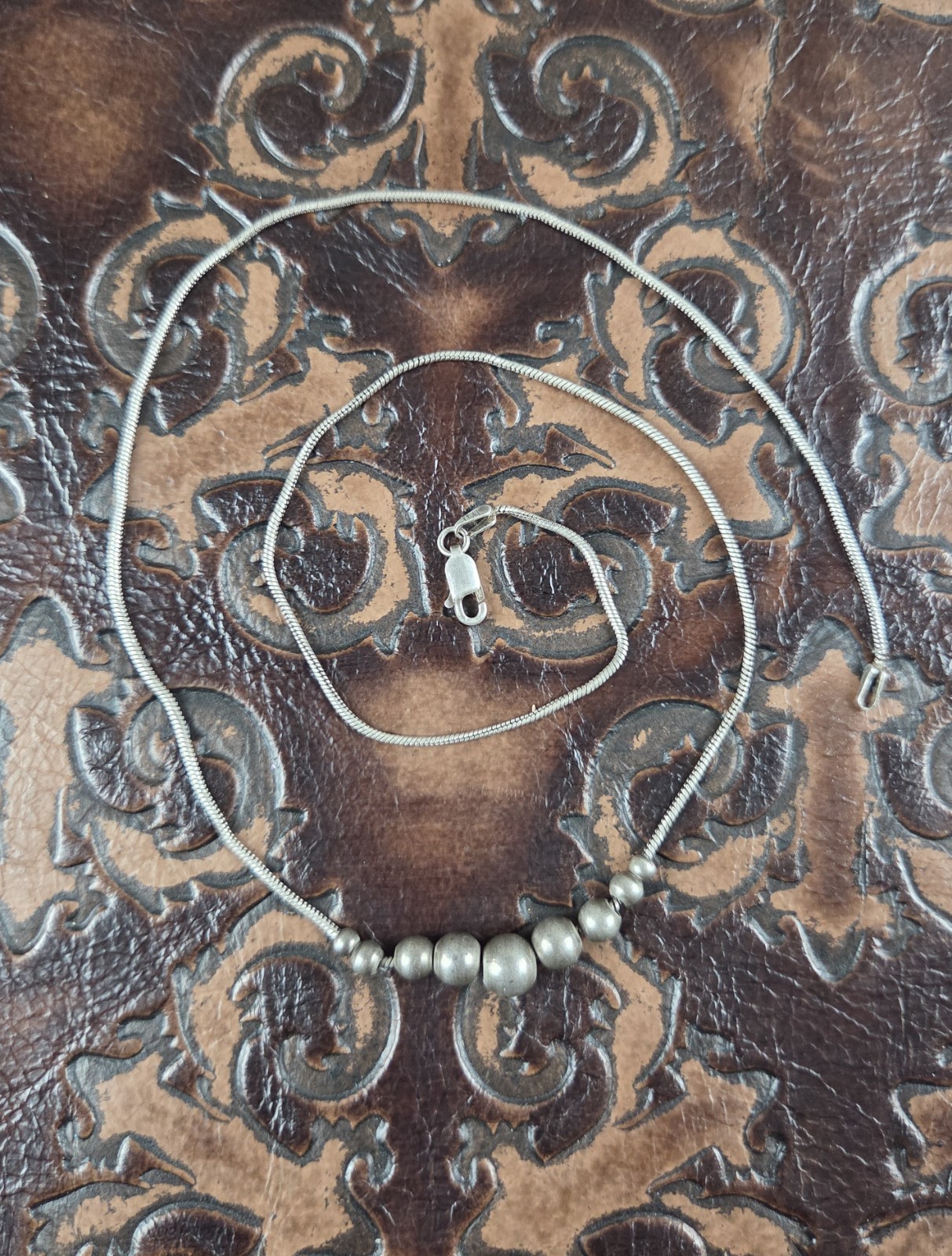 Graduated Ball Necklace 925 Sterling Silver On 19 1/2″ snake chain 9X Ball Beads