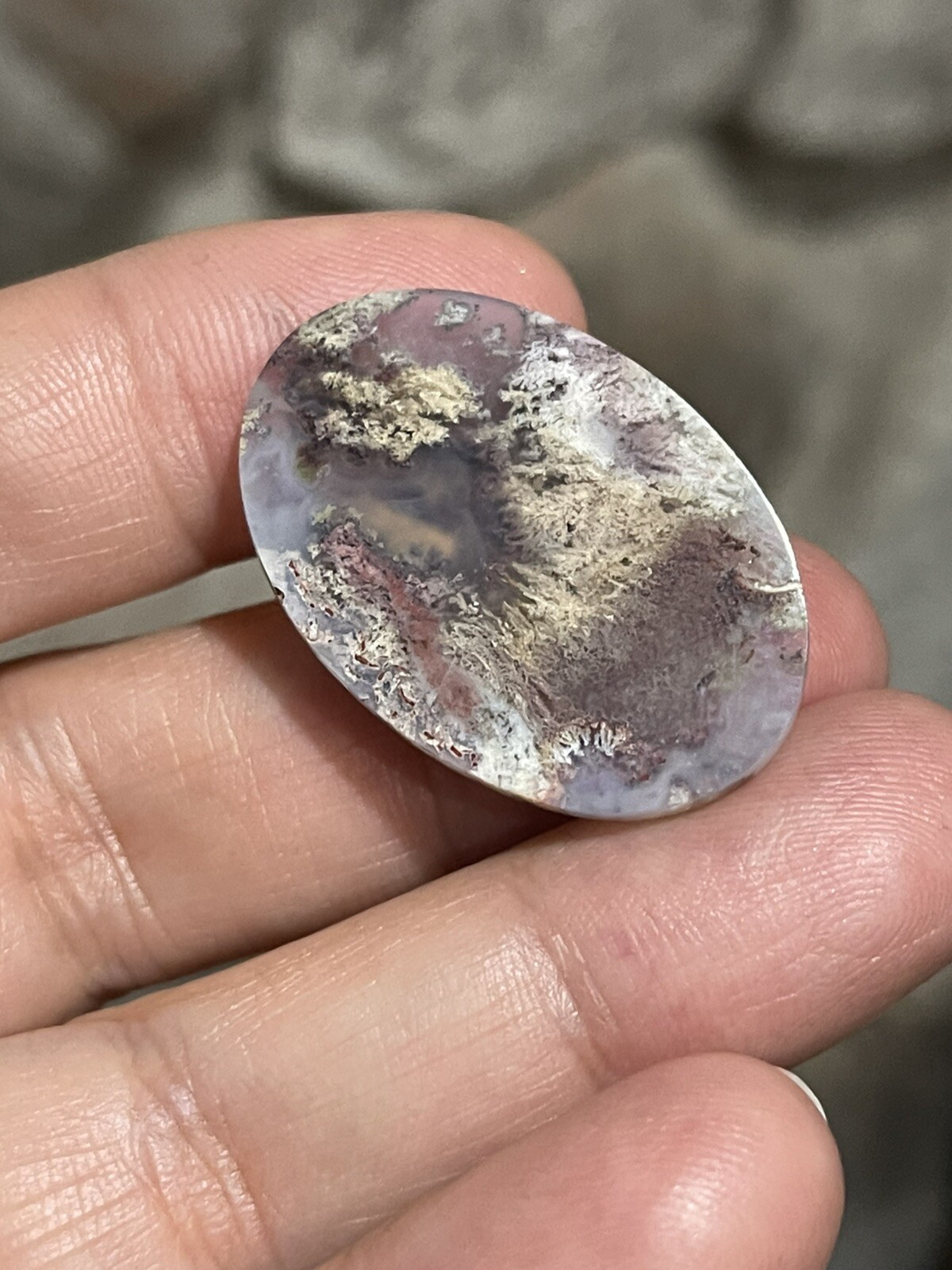 31.75x22x5.5mm Fine Silver Garden Moss Agate Oval Cabochon Loose Picture Stone