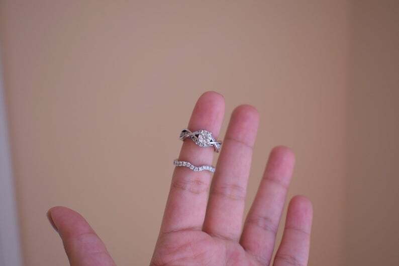 2.50 Ct Round Cut Created Diamond Twisted Band Ring Set 14K White Gold Finish