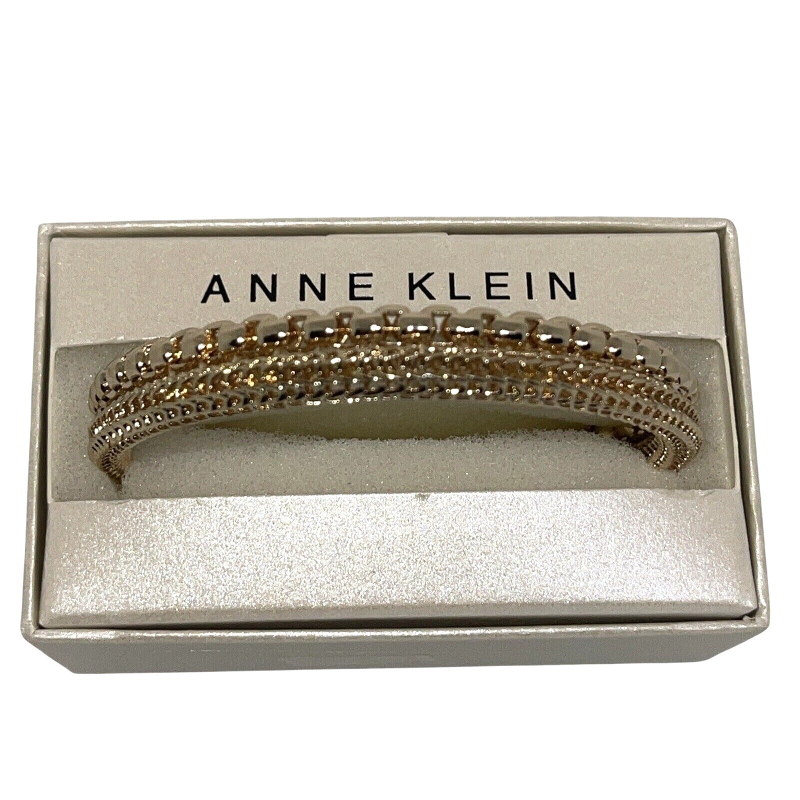 Anne Klein Gold Tone Bangle Bracelet (2 Piece Set) Trendy Stacking Style NWT