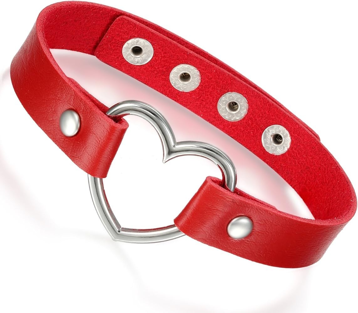 Punk Rock PU Leather Heart Choker Necklace Gothic Collar Harajuku Women Jewelry