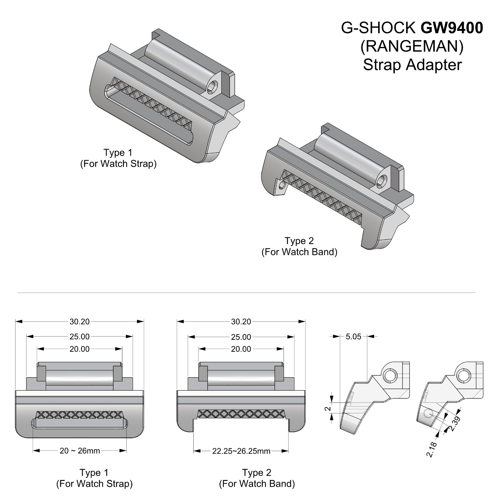 Resin Watch Strap & Band Adapter for G-SHOCK RANGEMENT GW9400