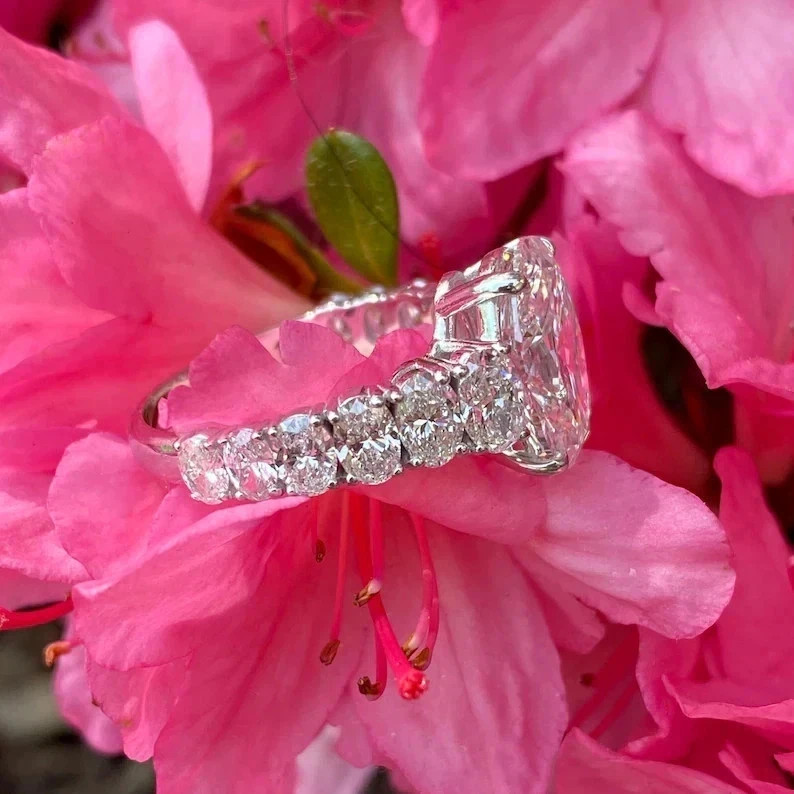 Oval Cut Diamond Wedding Ring 5.80 Ct Lab Grown IGI E F VVS CVD 14k White Gold
