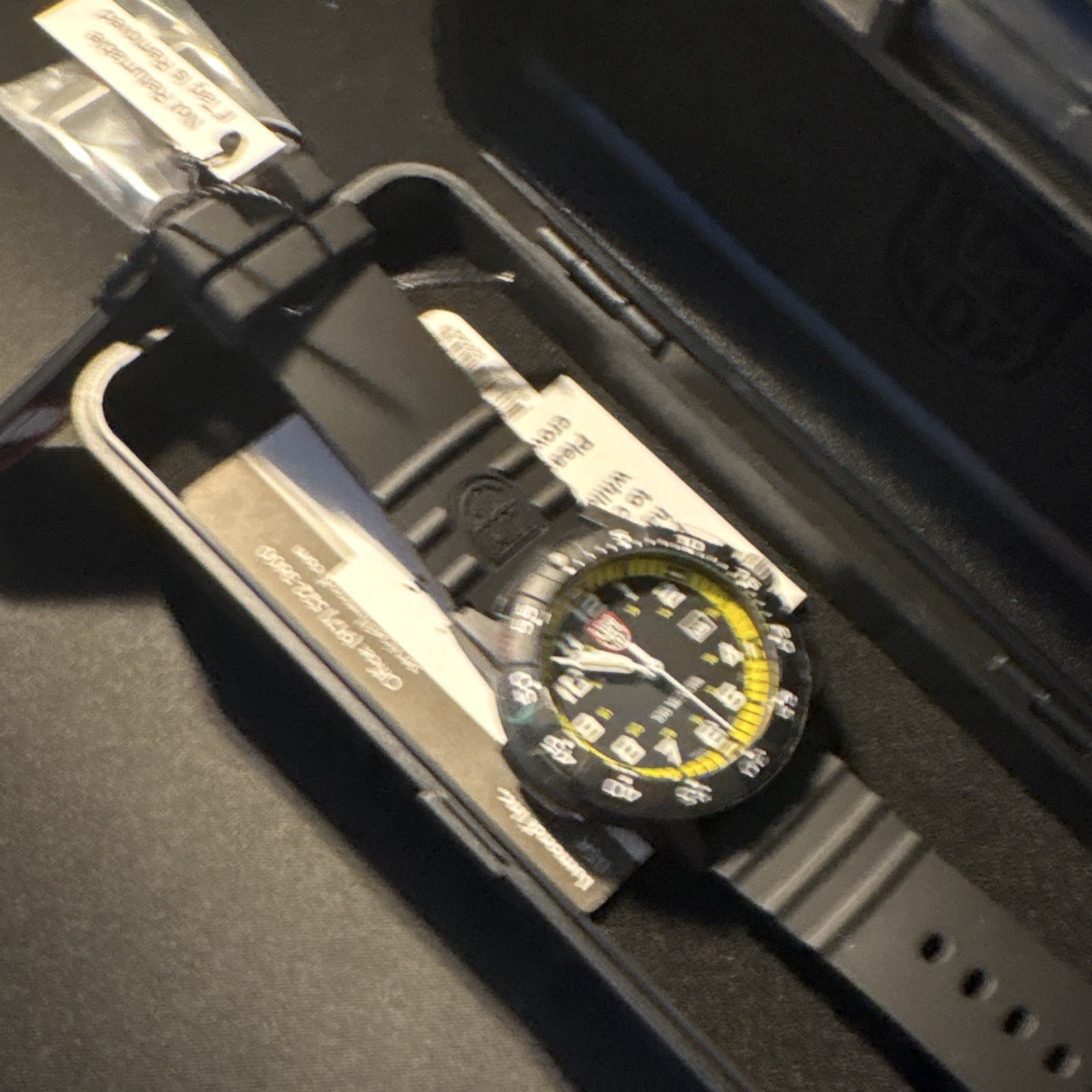 Luminox Quartz Analog Black/Yellow Dial Date (40mm) 100m Black Rubber Strap Box