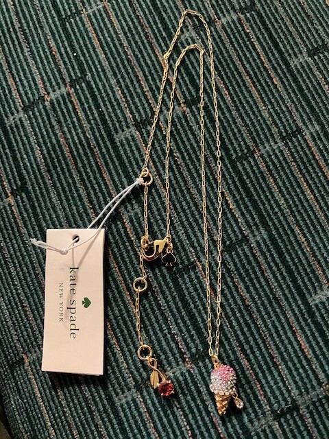 Kate Spade Sundae Ice Cream Cone Mini Pendant Chain Accent Noel Cherry Necklace