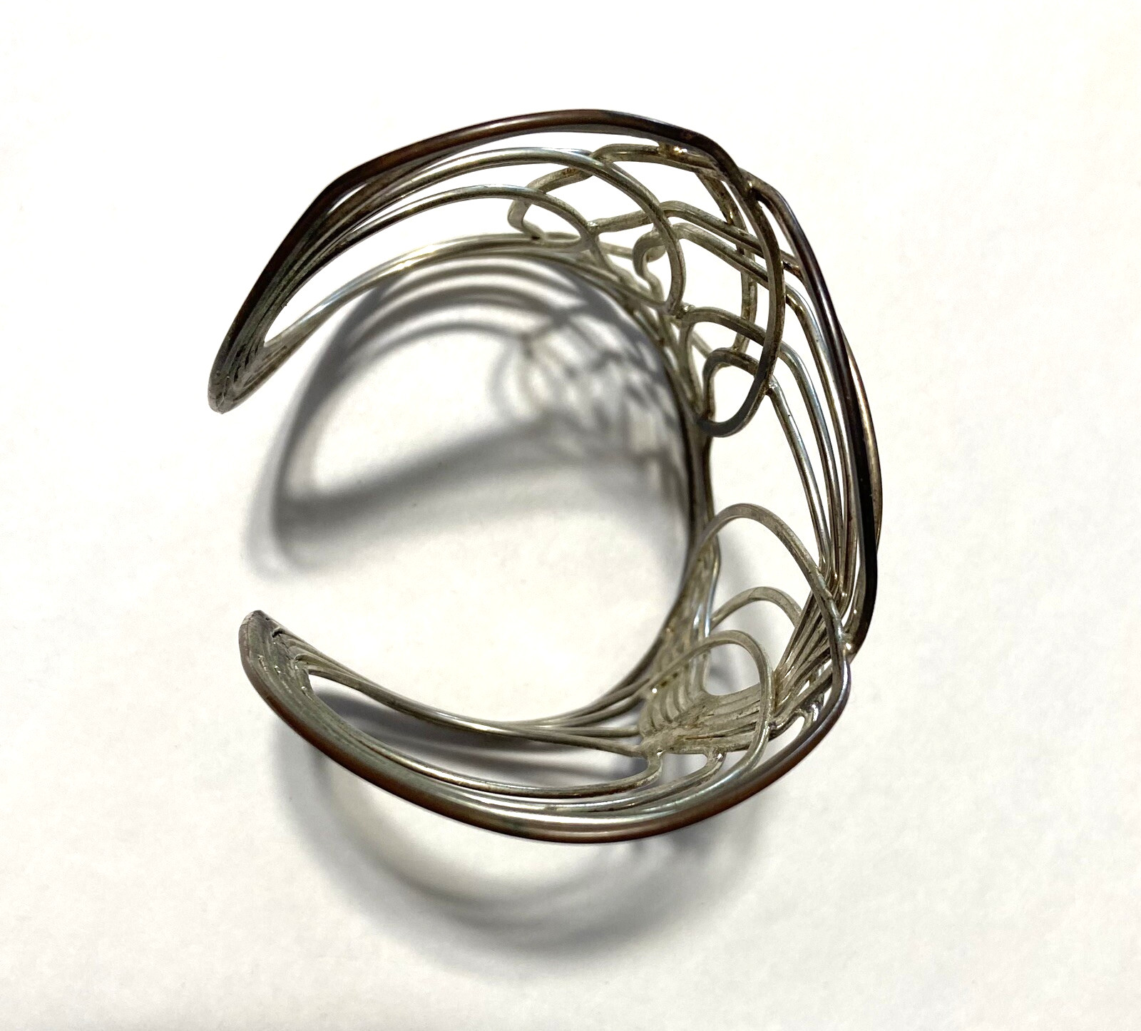 Artisan made Silver Wire Scroll Open Cuff Bracelet – 45g
