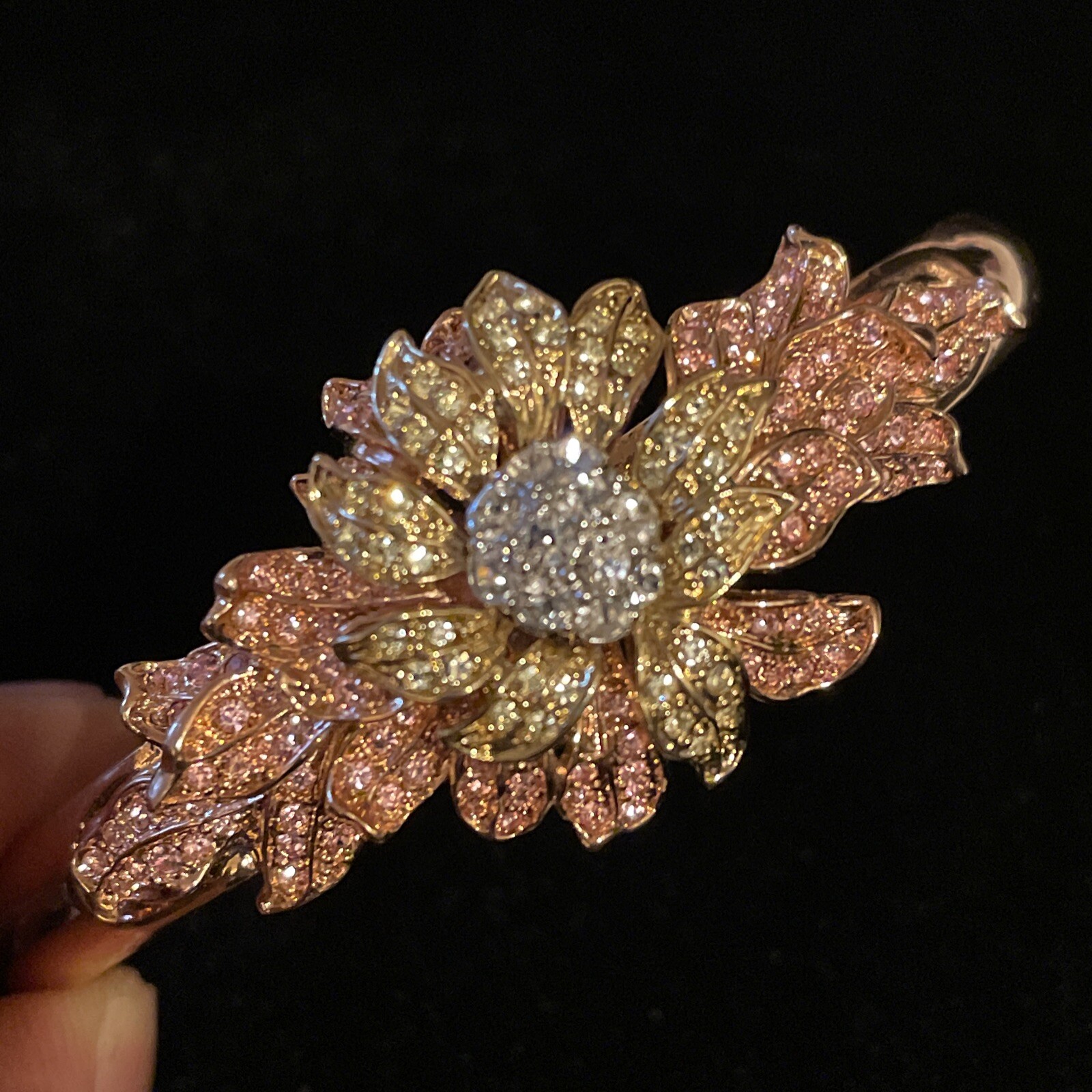 Nolan Miller Parc de Bagatelle Rose Gold Rhinestone Flower Bracelet