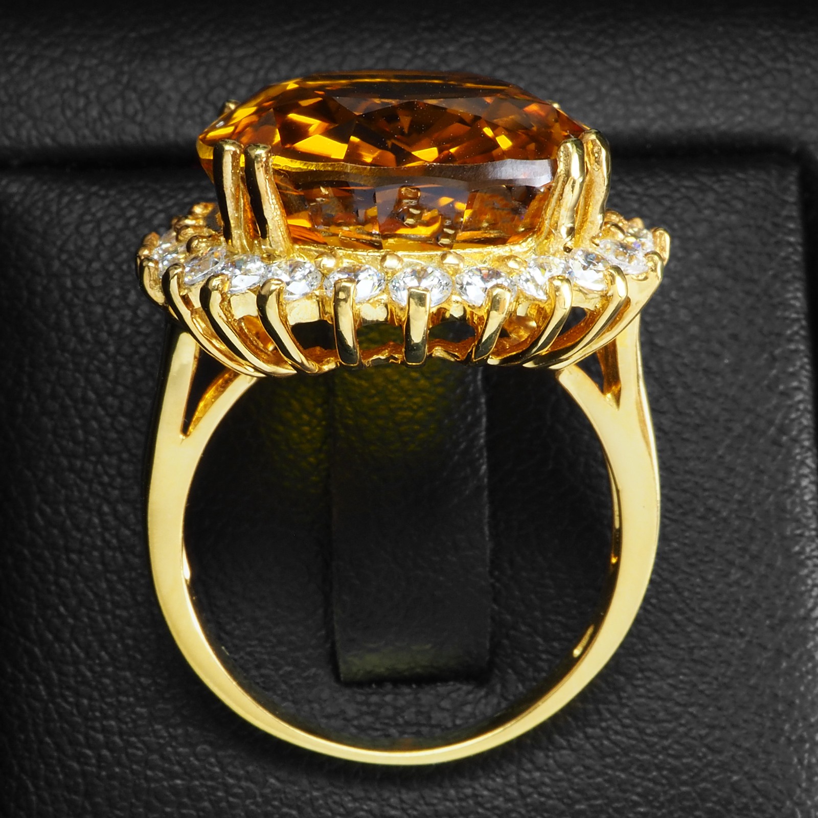 GOLDEN YELLOW CITRINE OVAL 25.20CT 925 STERLING SILVER 24K GOLD RINGS SIZE 7.5