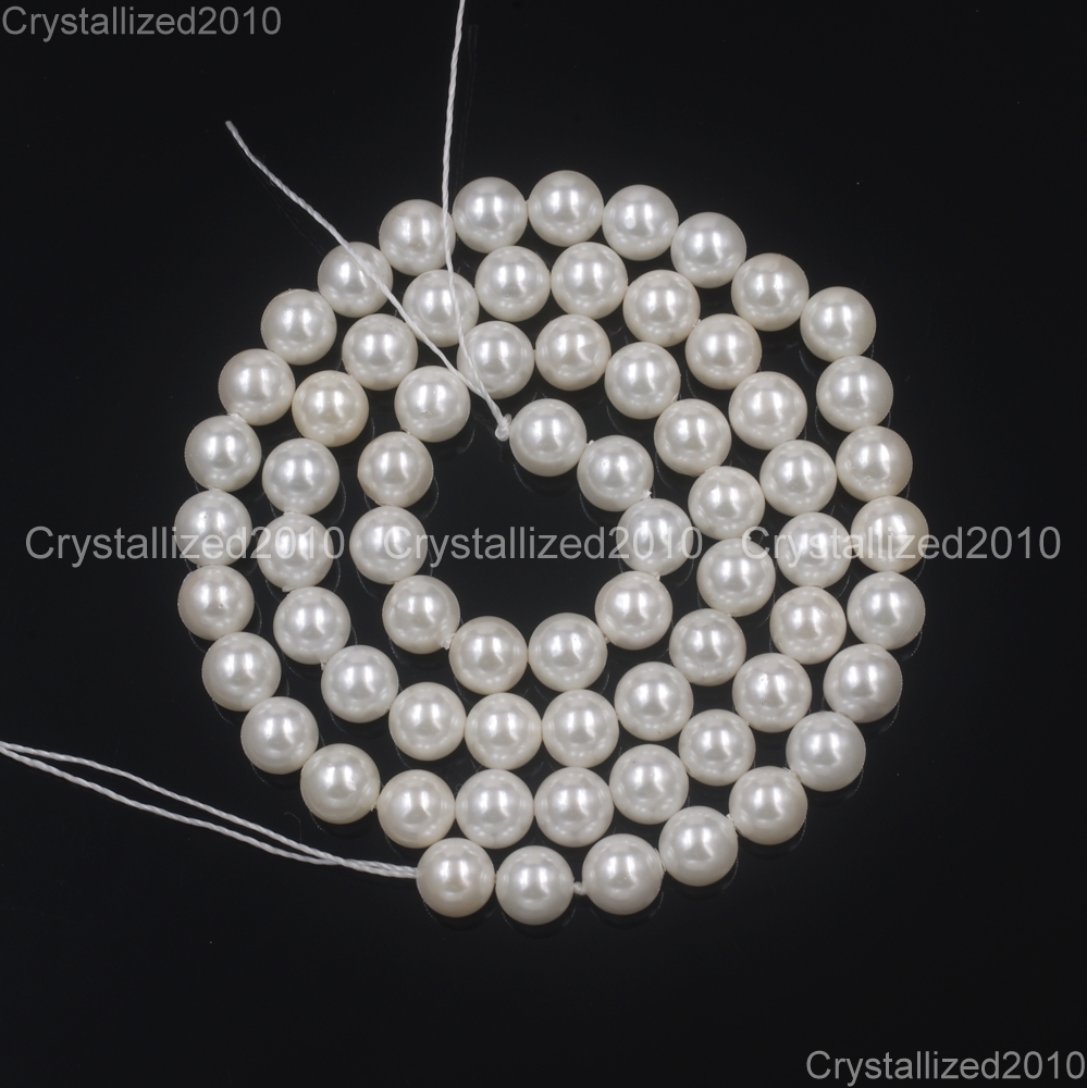 Natural White Oyster Shell Pearls Round Beads 5mm 6mm 8mm 10mm 12mm 14mm 15.5″