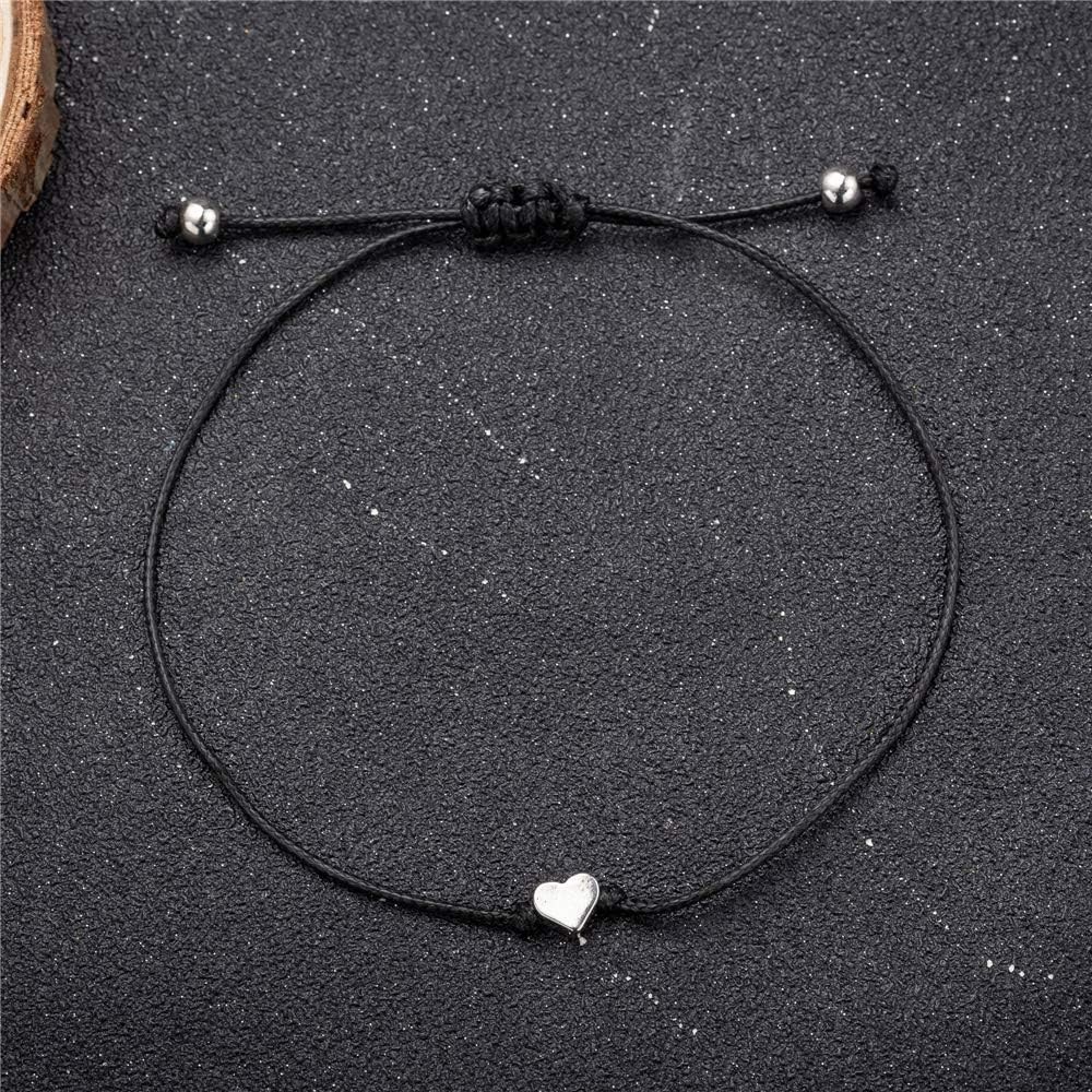 Elegant Minimalist Red & Black Braided Bracelet – Adjustable Charm Jewelry