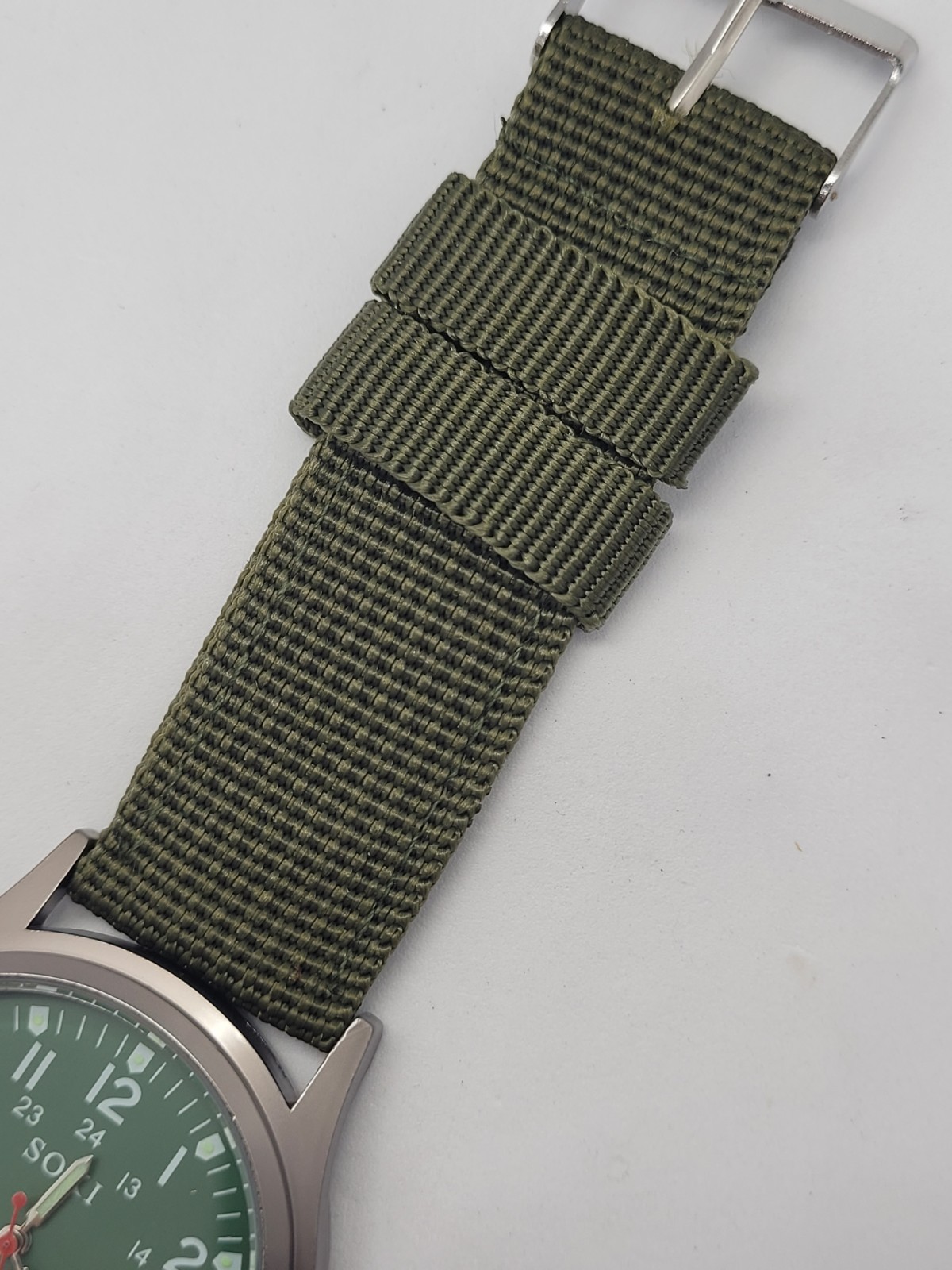 Soki Green Dial Army Military Green Nylon Band Field Watch USA Shipping. (133)