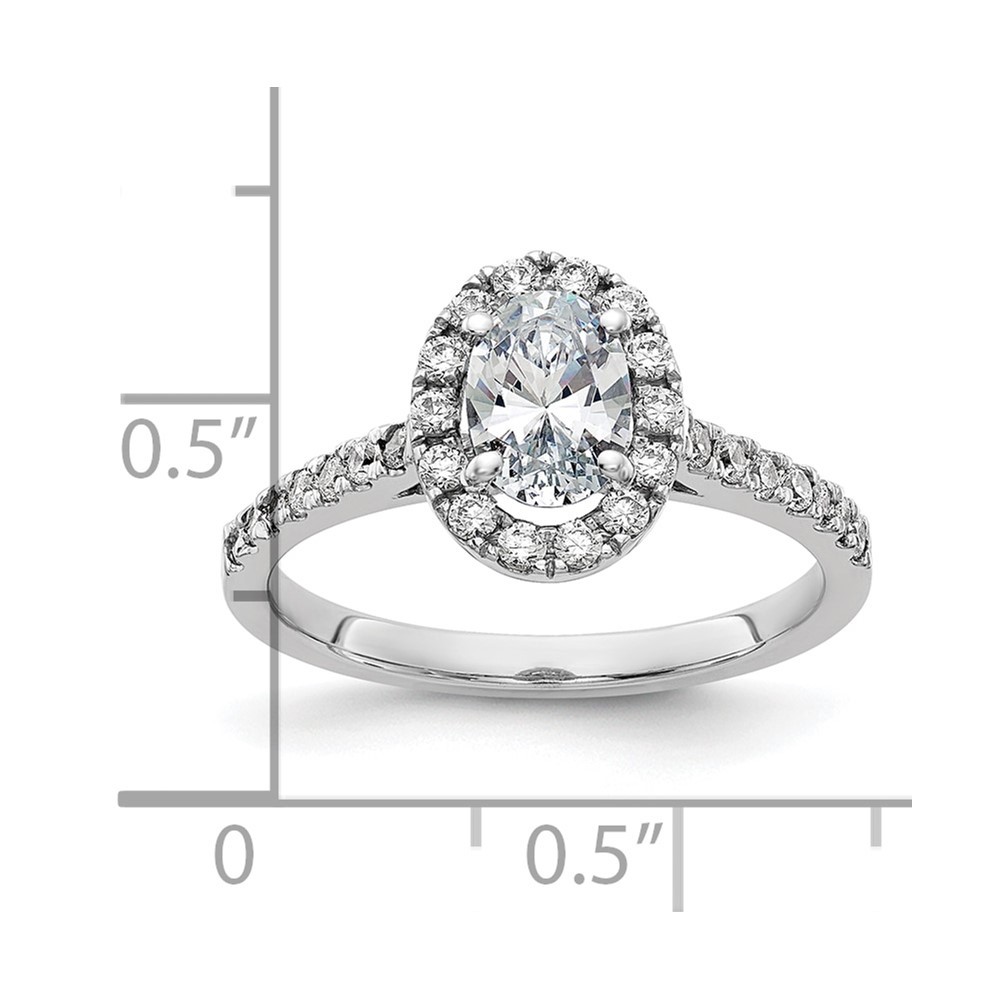 14k White Gold 1 1/3ct. Oval Cut Halo Moissanite Engagement Ring Size 8