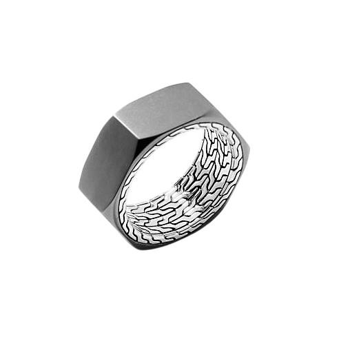 JOHN HARDY CLASSIC CHAIN STERLING SILVER INDUSTRIAL 9.5 mm BAND RING SZ 10 NEW