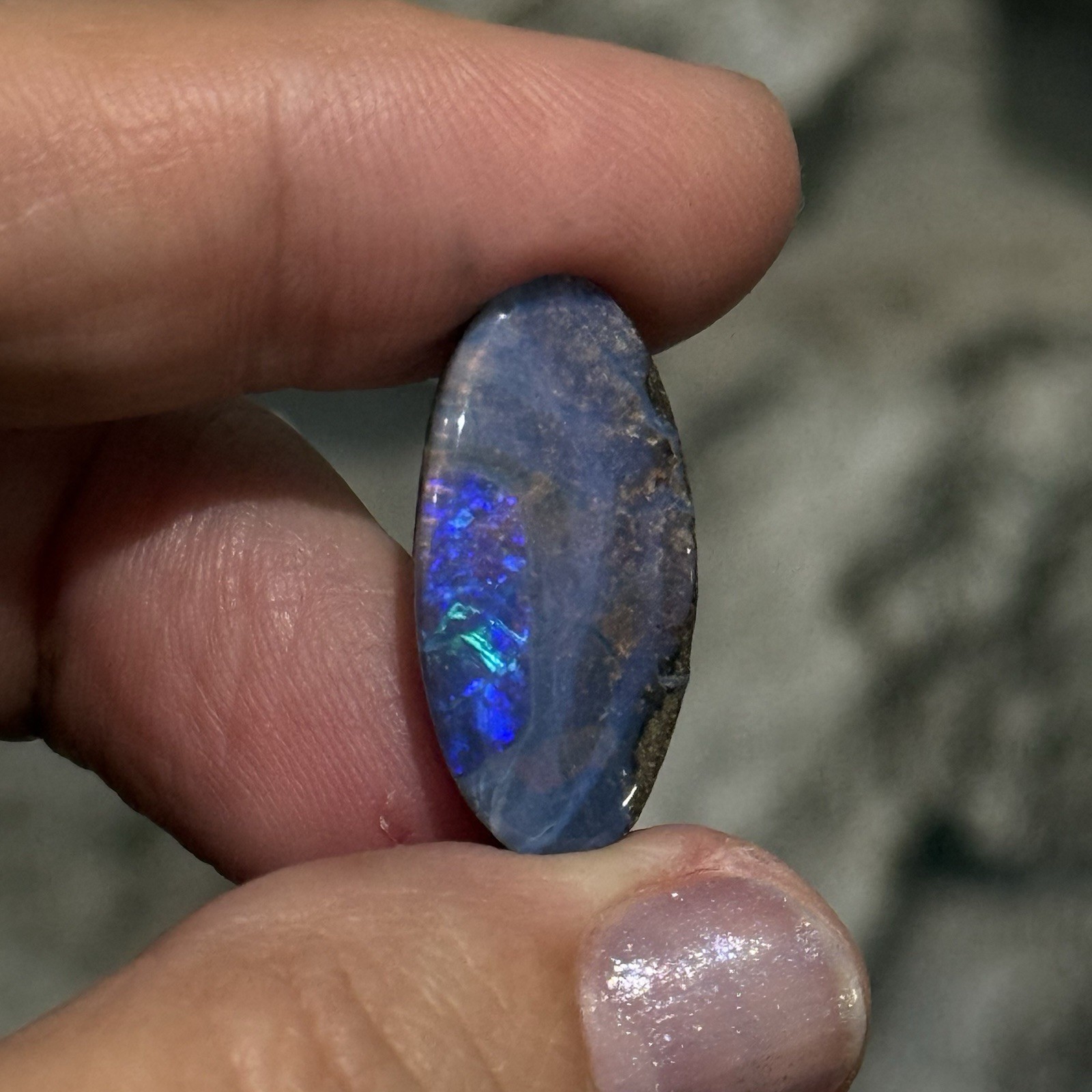 13.25ct 24x12x5mm Unique Blue Australian Boulder Opal Oval Cabochon Ring Gem