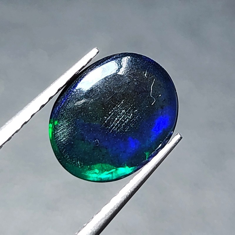 Natural Welo Black Opal Ethiopia Oval Cabochon Vivid Blue Green Fire 1.30Ct Gem