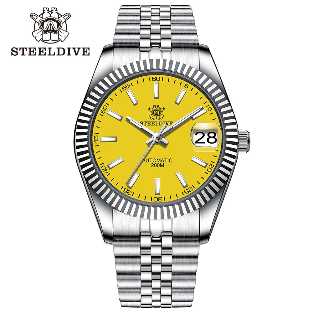 STEELDIVE SD1933 Mens 39mm 200M Automatic Dive Watch NH35 Steel Bracelet