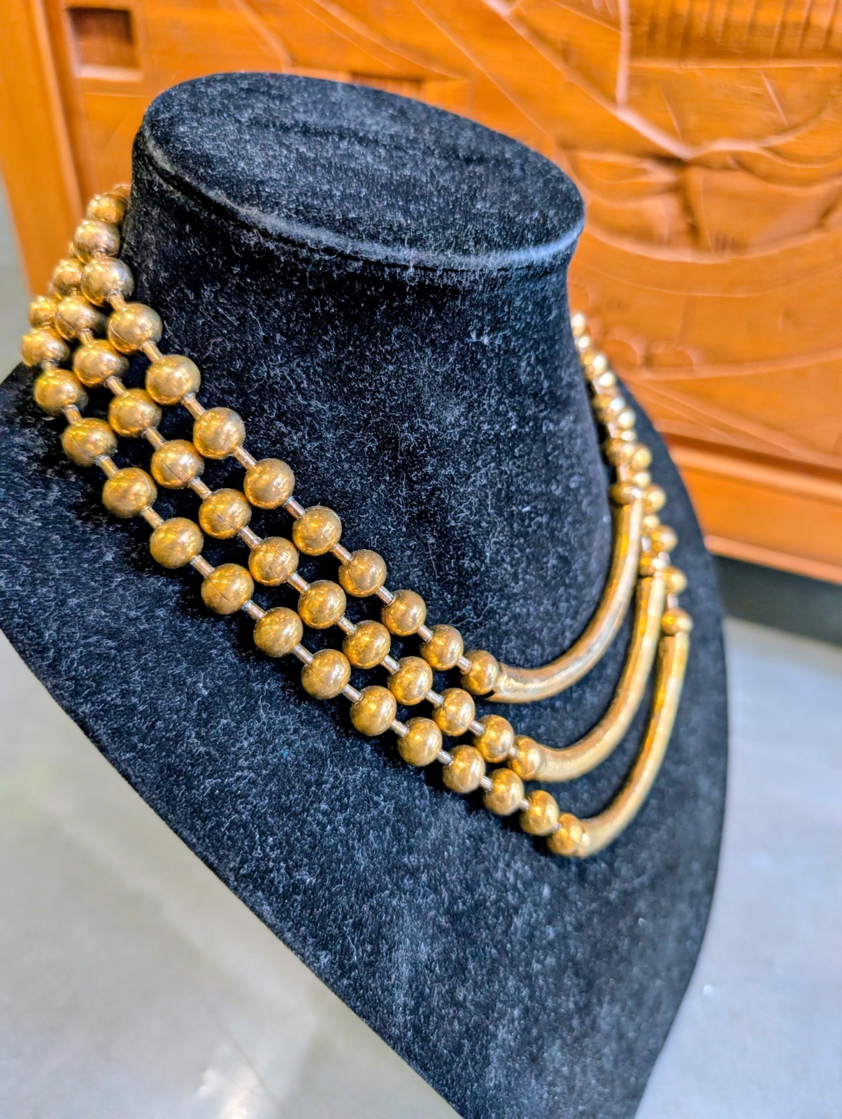 MCM Brass 3 Strand Necklace