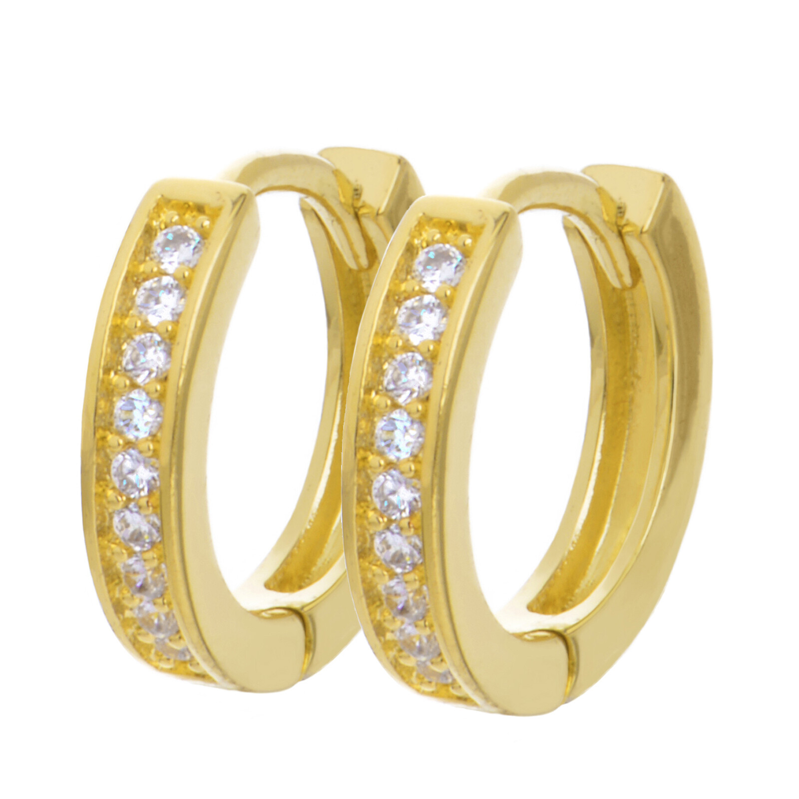 Men’s Women’s Gold Silver Black Tone Iced CZ Huggie Hoop Snap Earrings HE 113