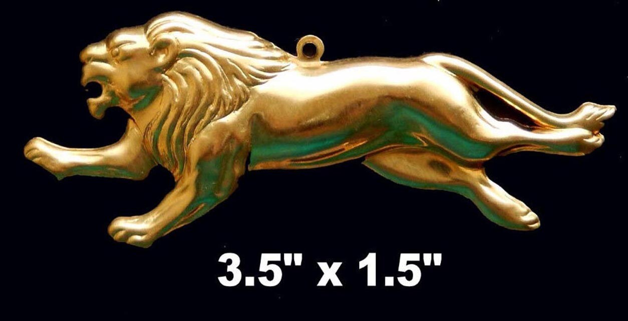African Lions / Raw Brass Stampings/ XL (1 Pc.) or Small Pair Mirror Image