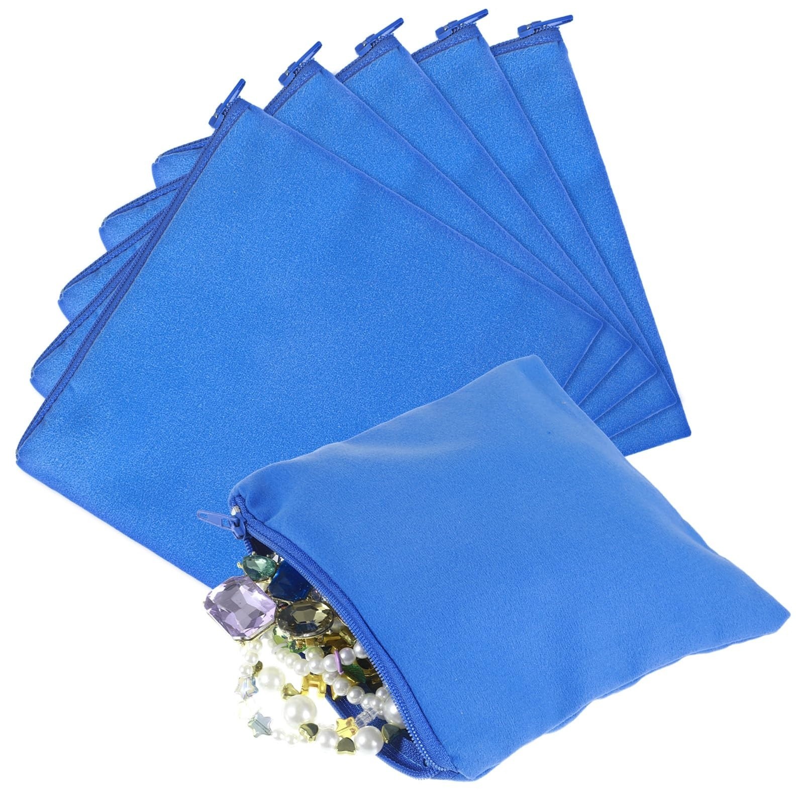 6 PCS Anti Tarnish Jewelry Storage Bags Zippered Silver Pouches 5.9 x 5.9in, New