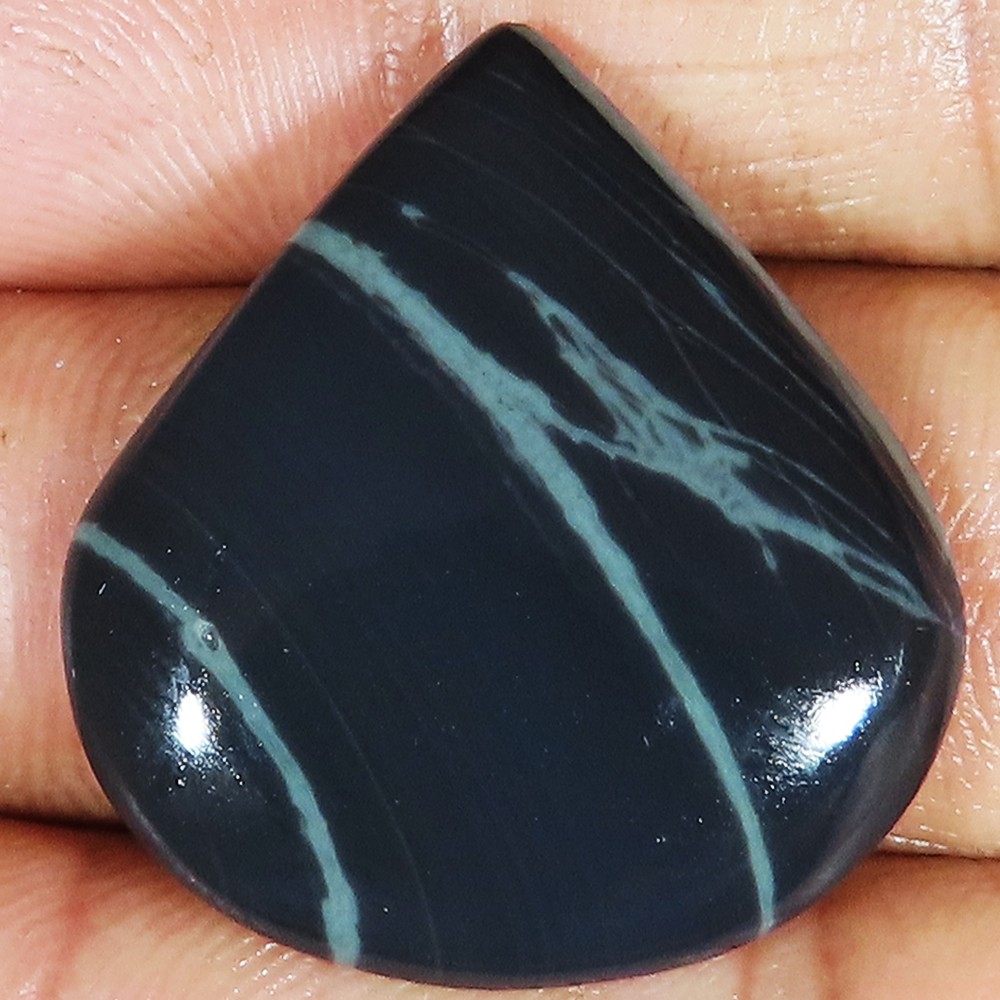 (27x30x05 MM) 28.00 Carat. natural SPIDER WEB OBSIDIAN pear cabochon gemstone