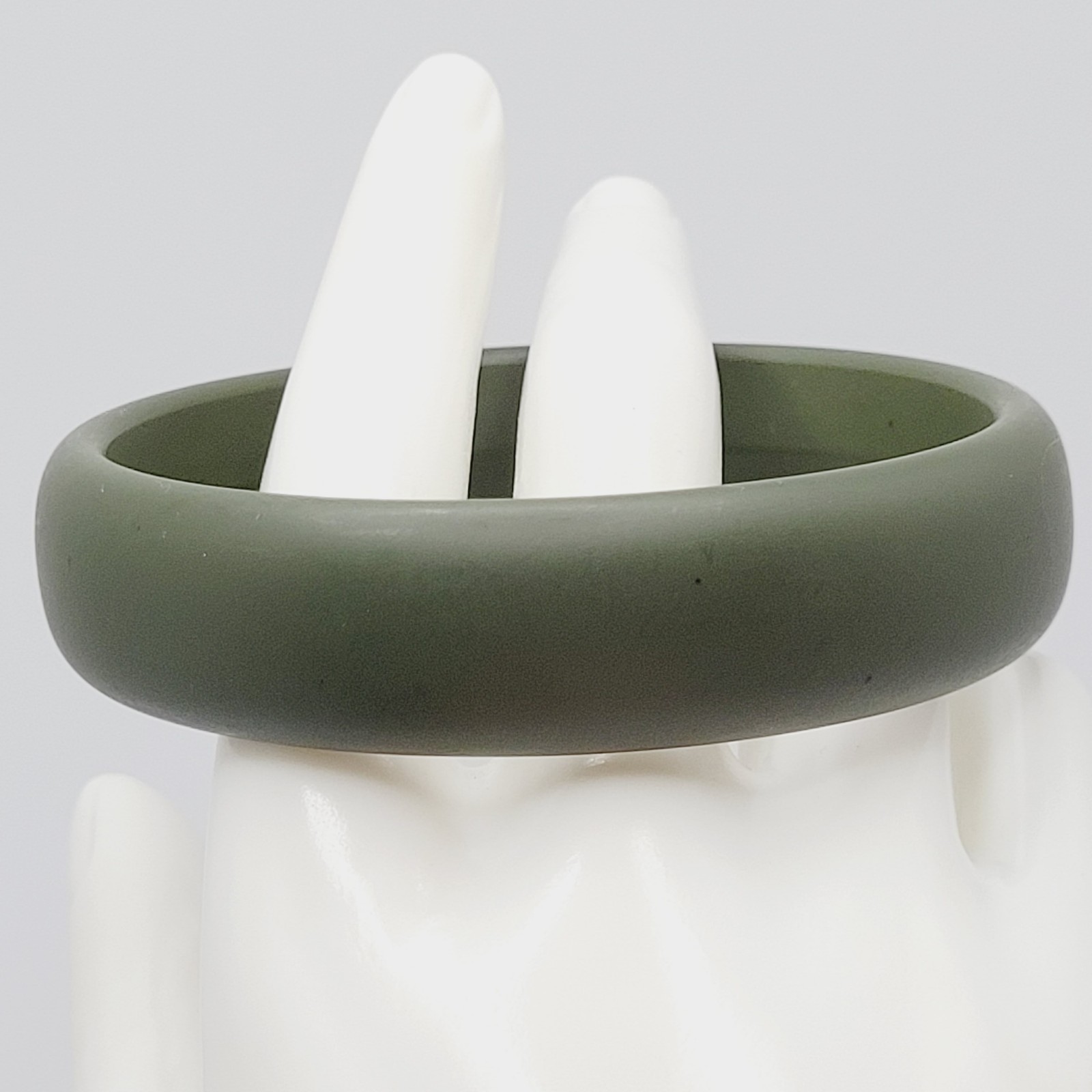 Olive Moss Army Green Color Smooth Matte Resin Fall Color Bangle Bracelet 8 Inch