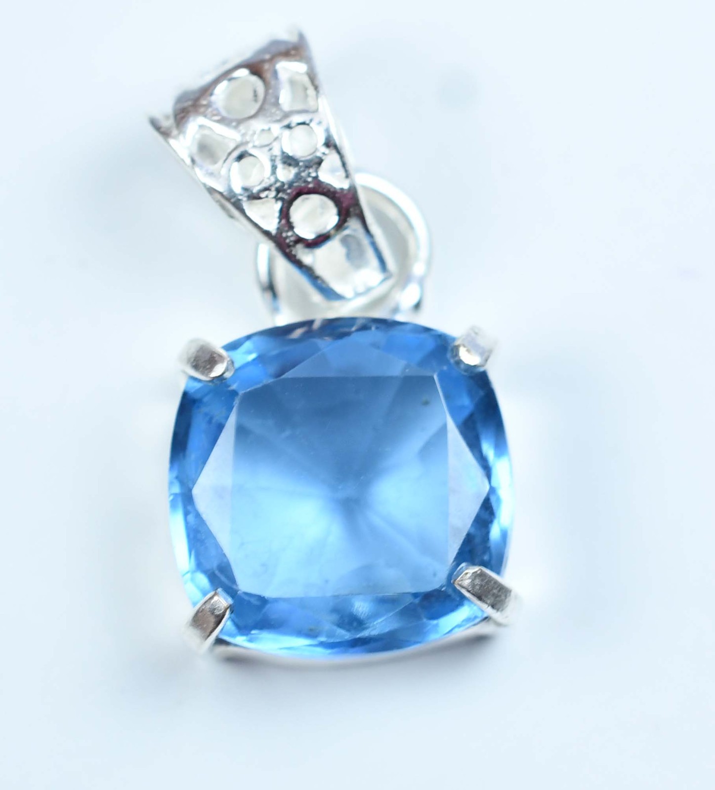 20.00 Ct Natural Aquamarine Cushion 925 Sterling Silver Pendant Certified
