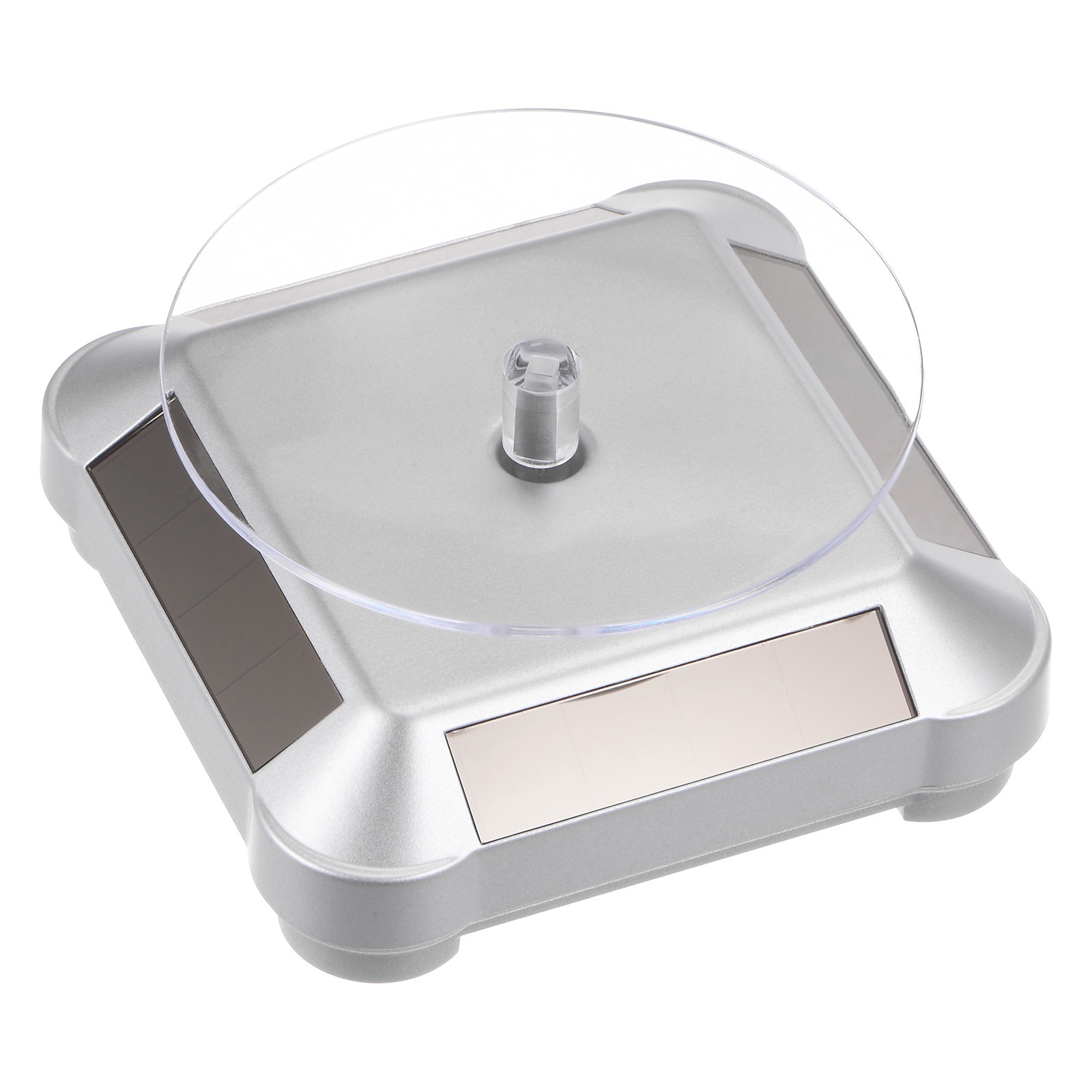 Solar Display Stand Turntable 360°Rotating Double Use ABS Silver Tone